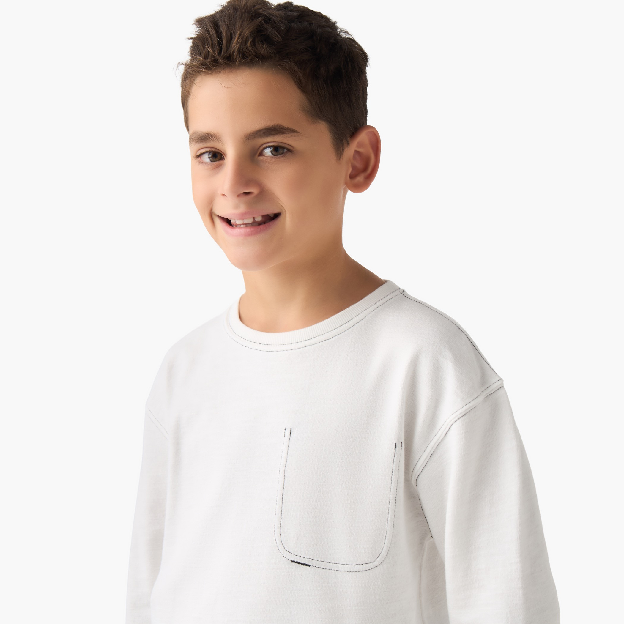 Juniors Boys' Crew Neck T-shirt with Embroidery - Cotton - Long Sleeves-boys-clothing-tshirtsandpolos-image-4