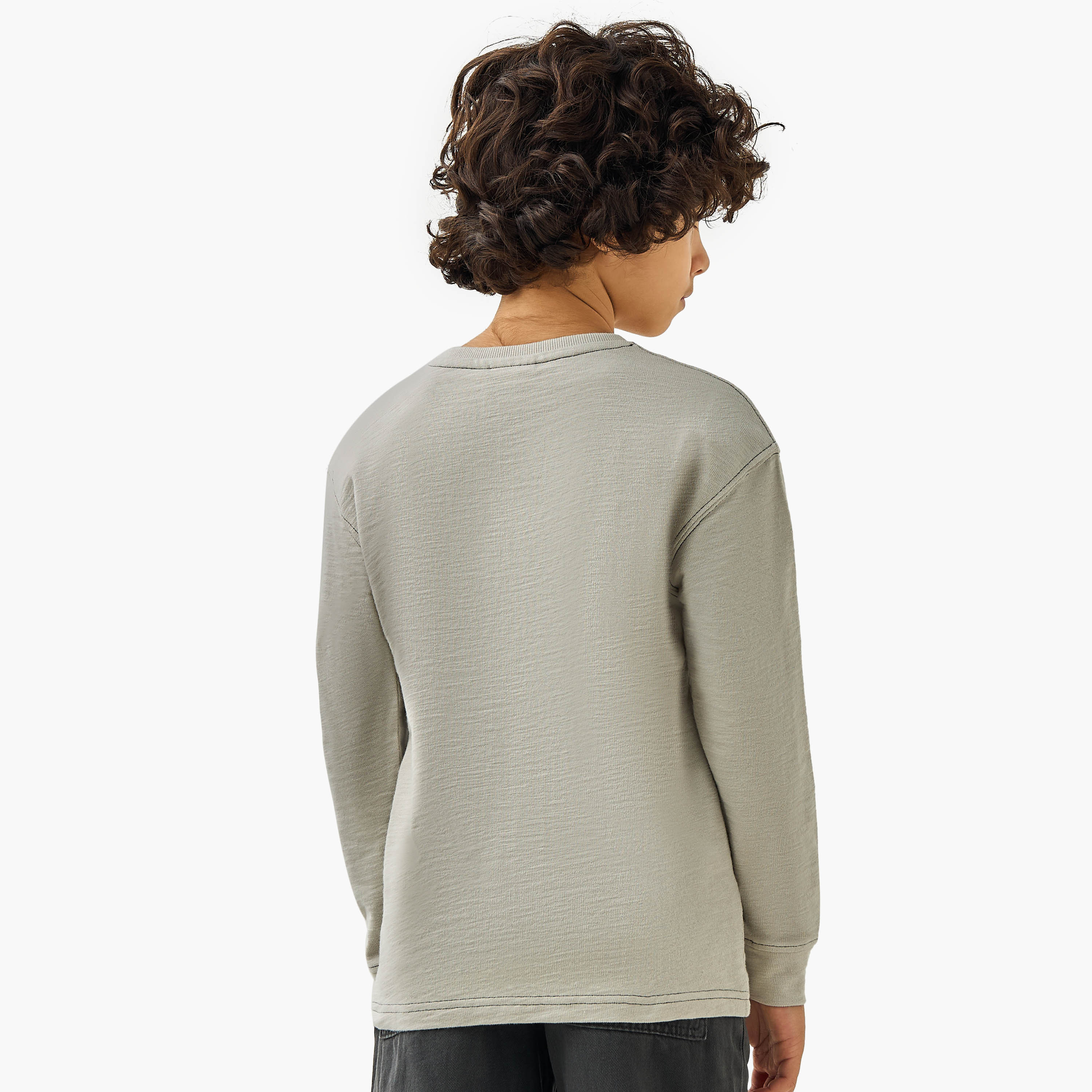 Juniors Solid T-shirt with Long Sleeves-boys-clothing-tshirtsandpolos-image-3