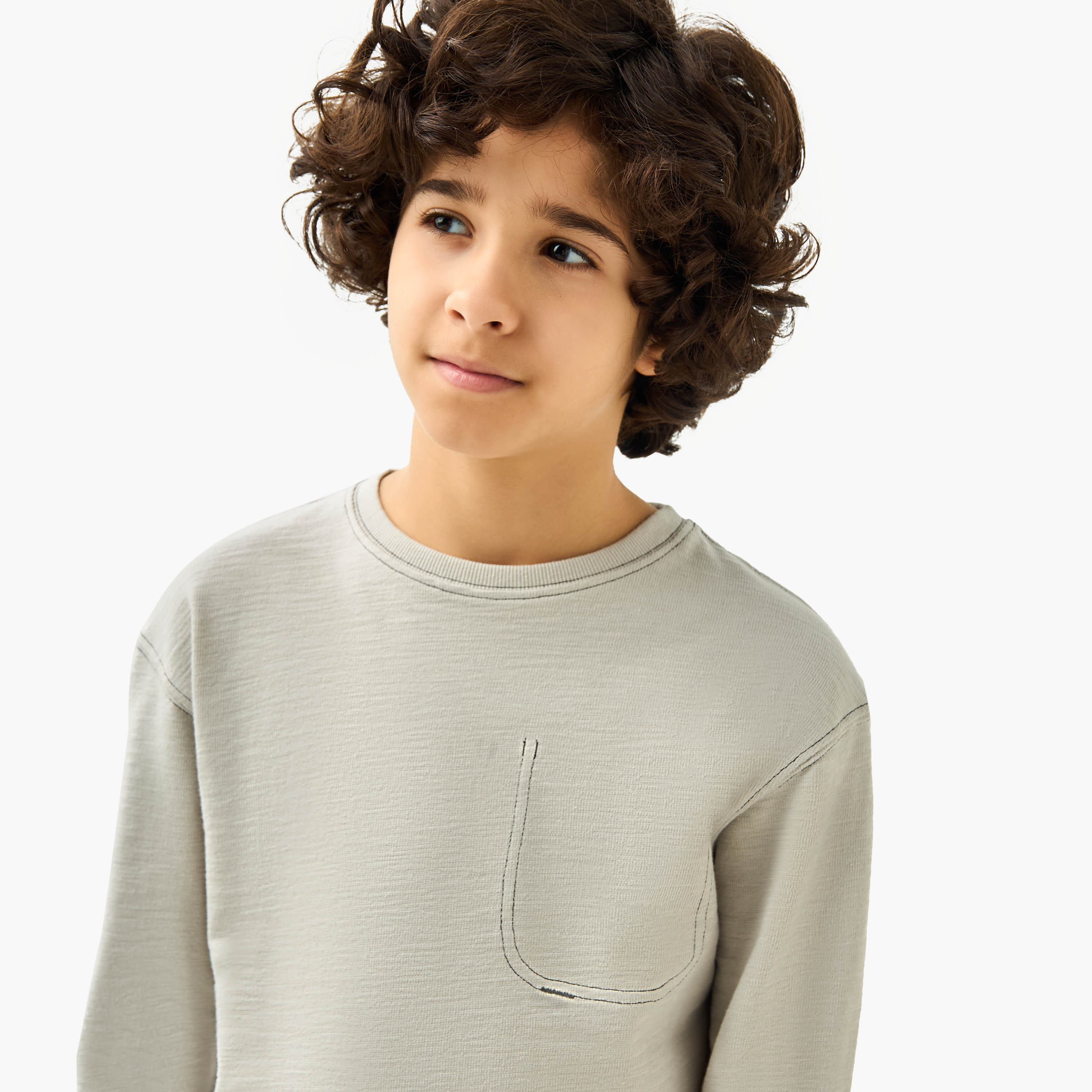 Juniors Solid T-shirt with Long Sleeves-boys-clothing-tshirtsandpolos-image-4