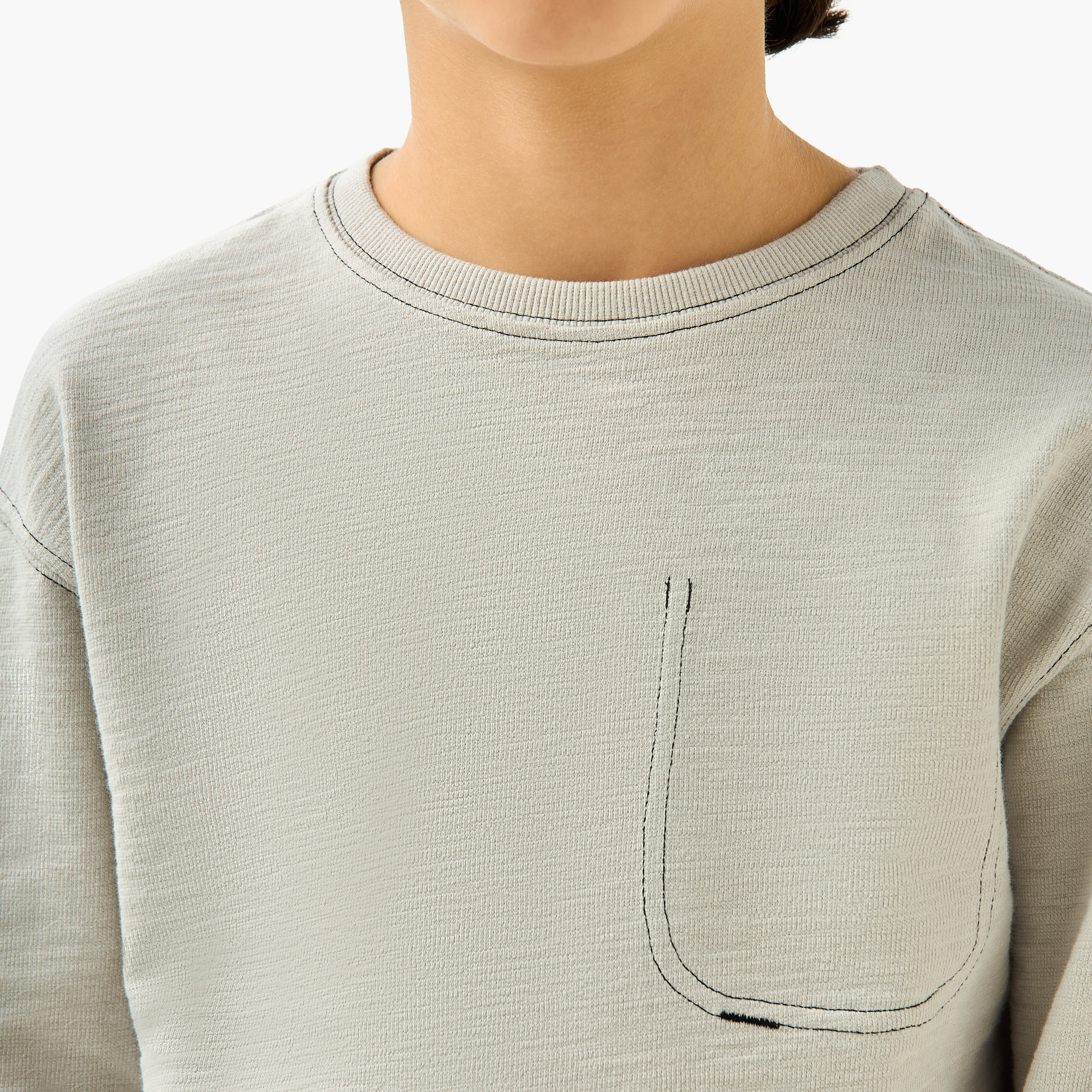 Juniors Solid T-shirt with Long Sleeves-boys-clothing-tshirtsandpolos-image-5