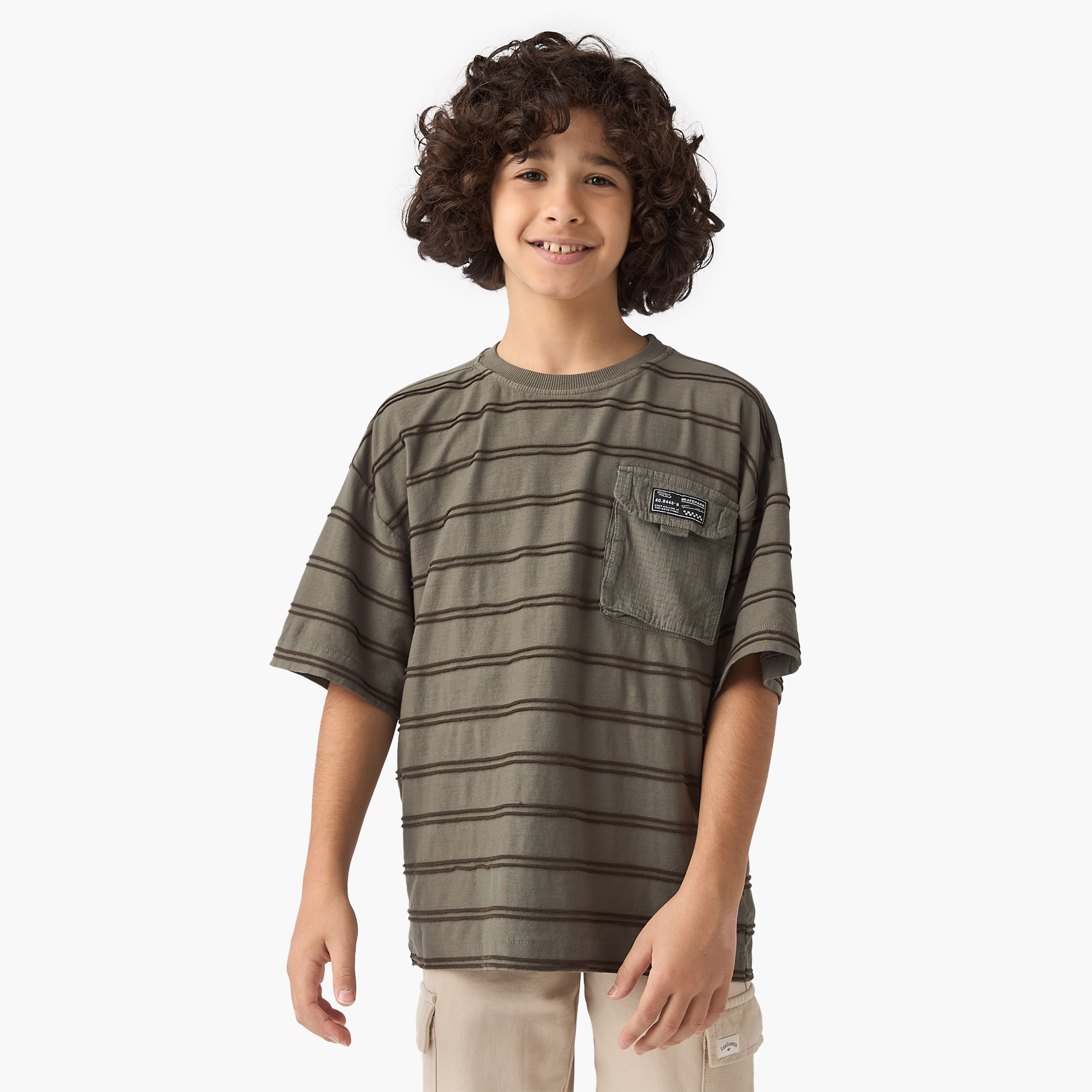 Juniors Striped T-shirt with Short Sleeves-boys-clothing-tshirtsandpolos-image-1
