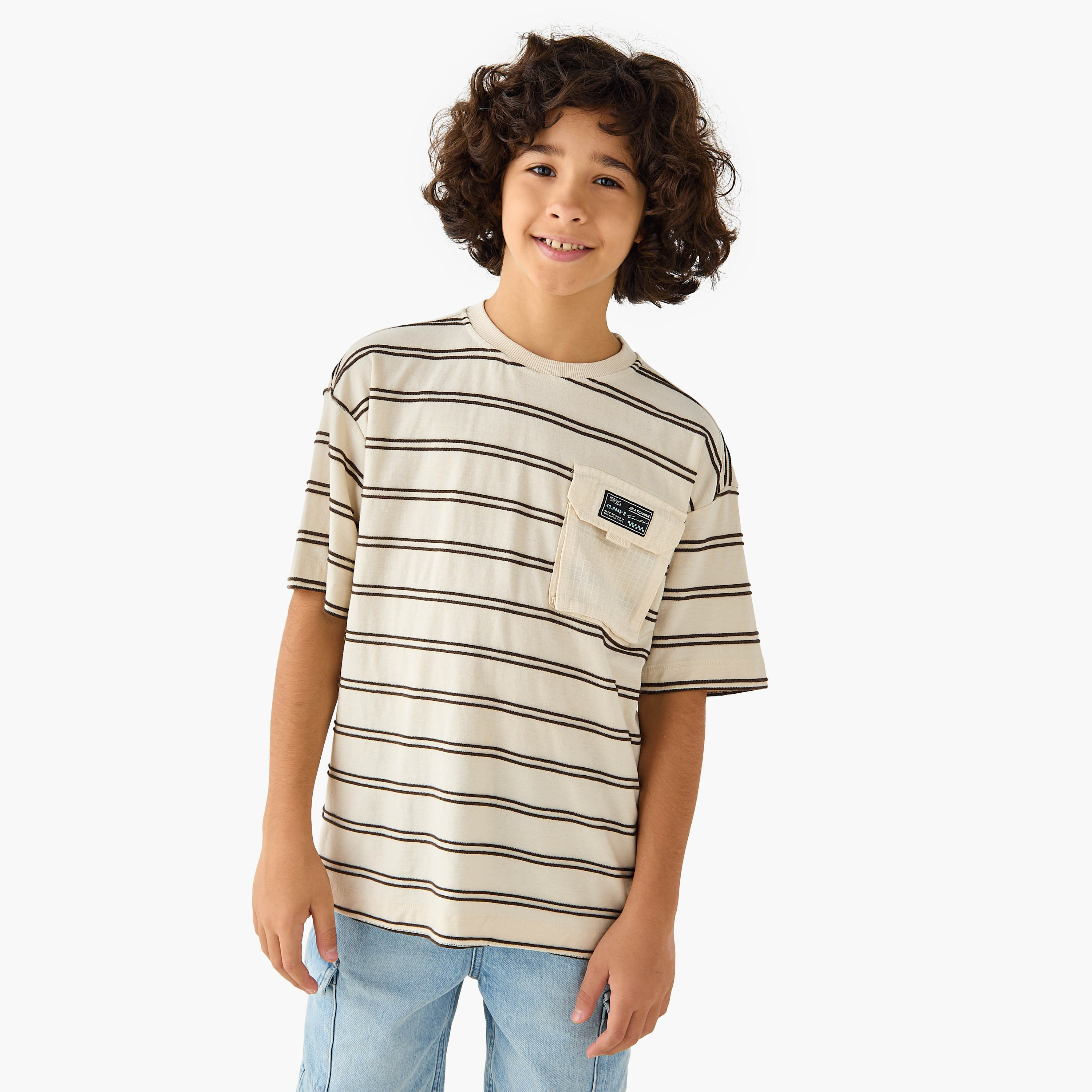 Juniors Striped T-shirt with Short Sleeves-boys-clothing-tshirtsandpolos-image-1