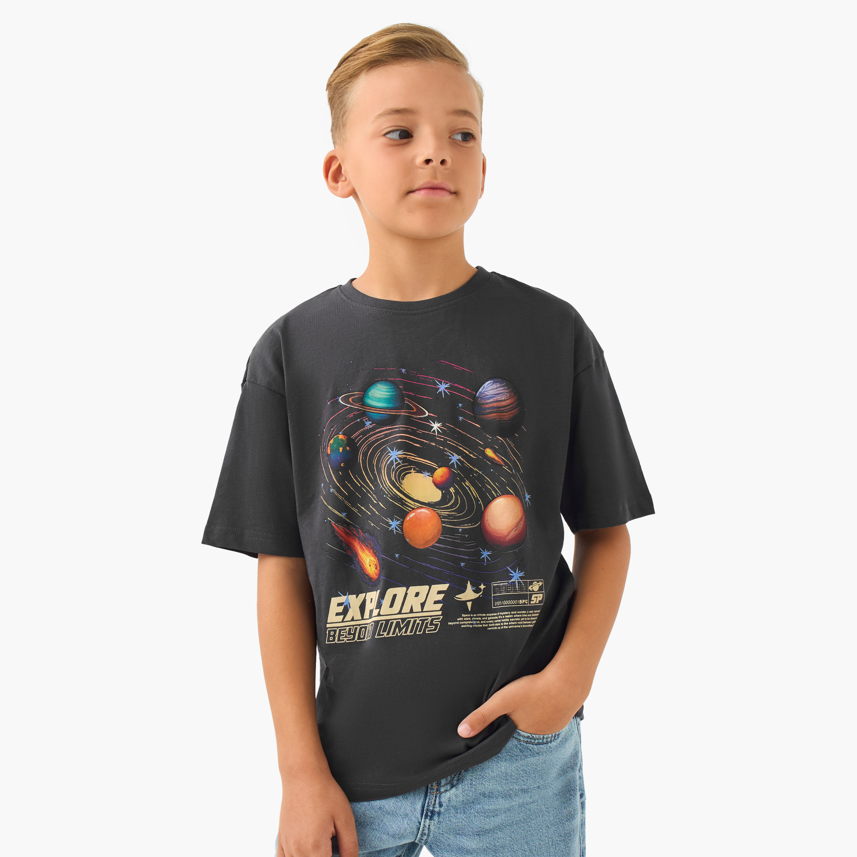 Juniors Boys Crew Neck T-shirt with Graphic Print - Cotton - Short Sleeves-boys-clothing-tshirtsandpolos-image-1