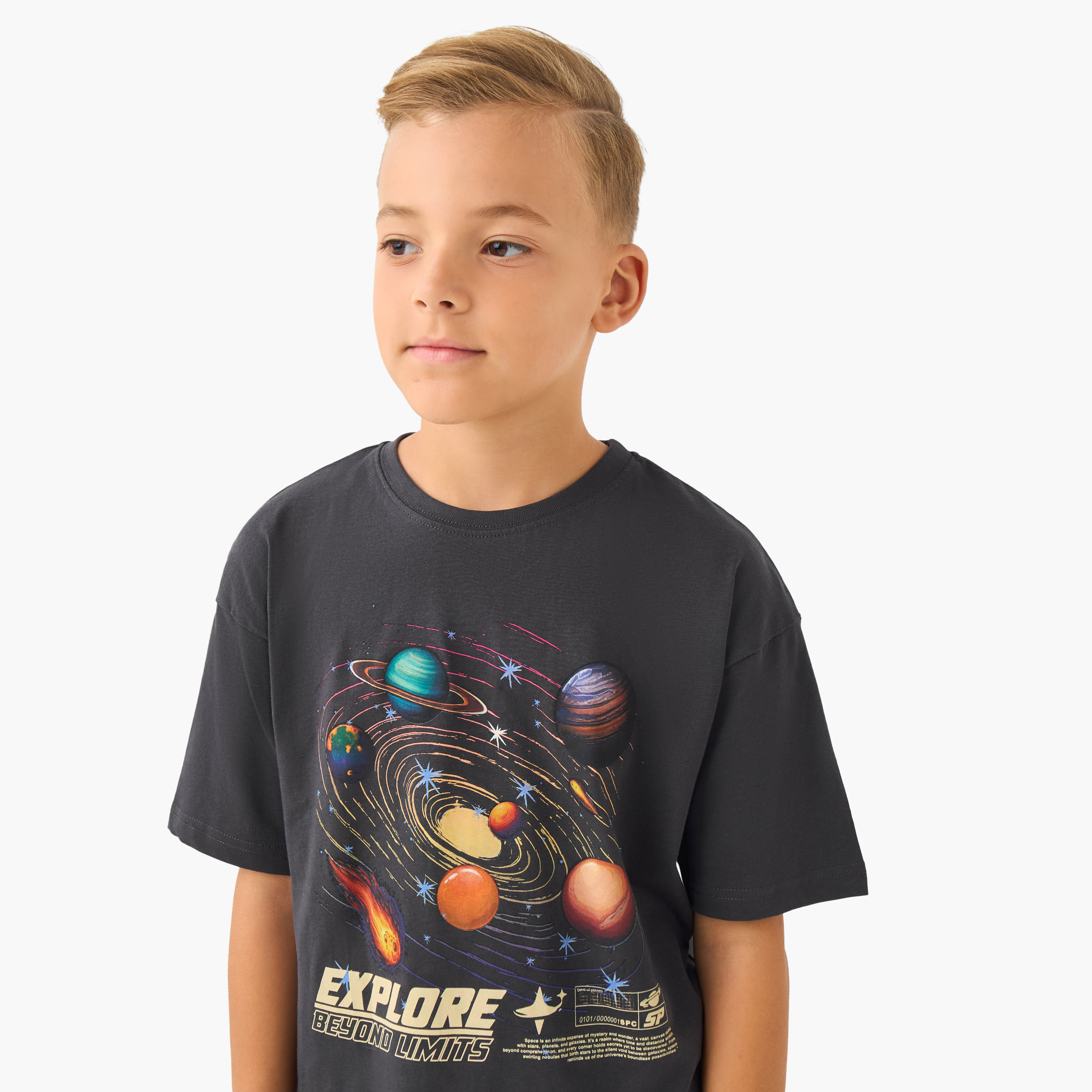 Juniors Boys Crew Neck T-shirt with Graphic Print - Cotton - Short Sleeves-boys-clothing-tshirtsandpolos-image-4
