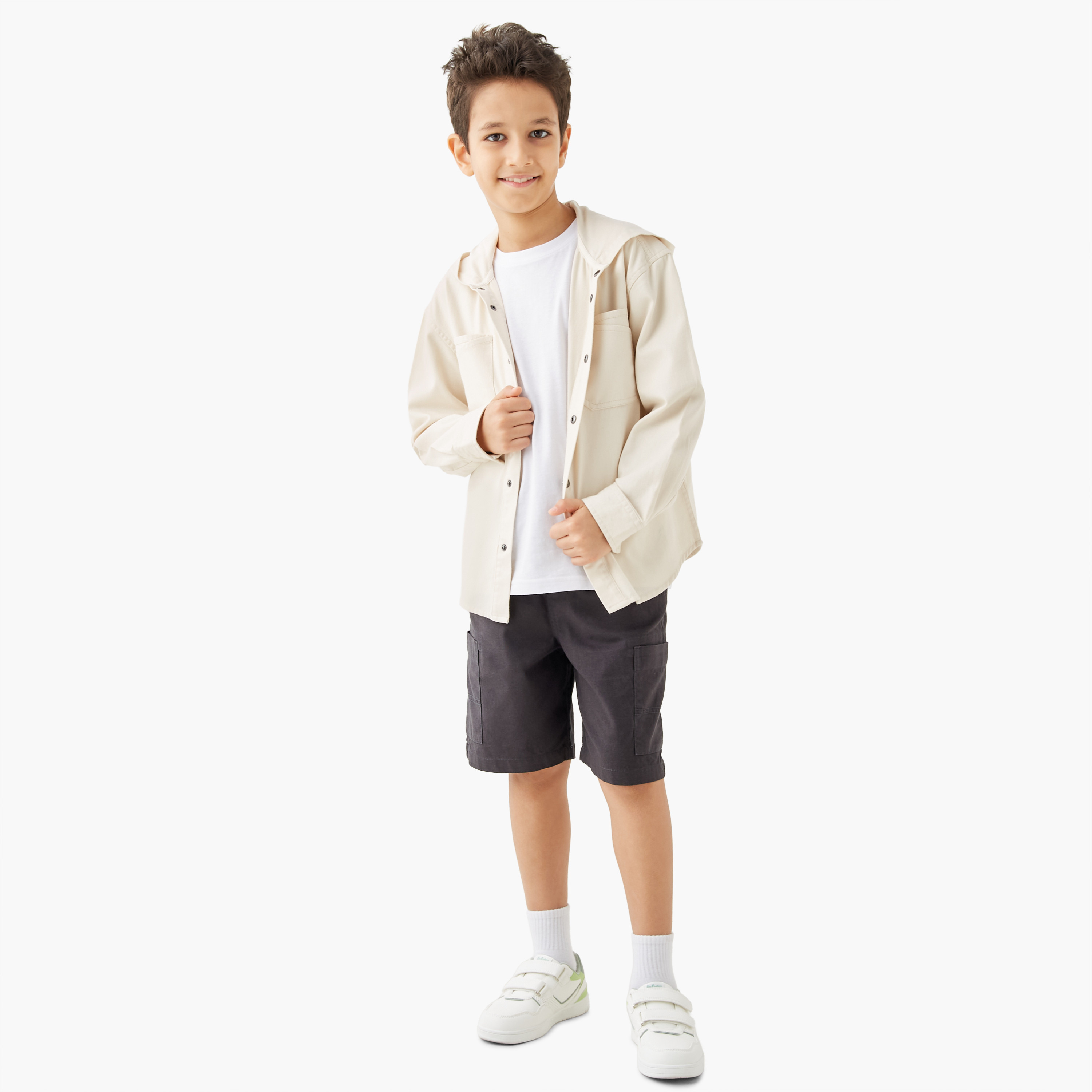 Juniors Solid Hooded Shirt with Pockets-boys-clothing-shirts-image-2