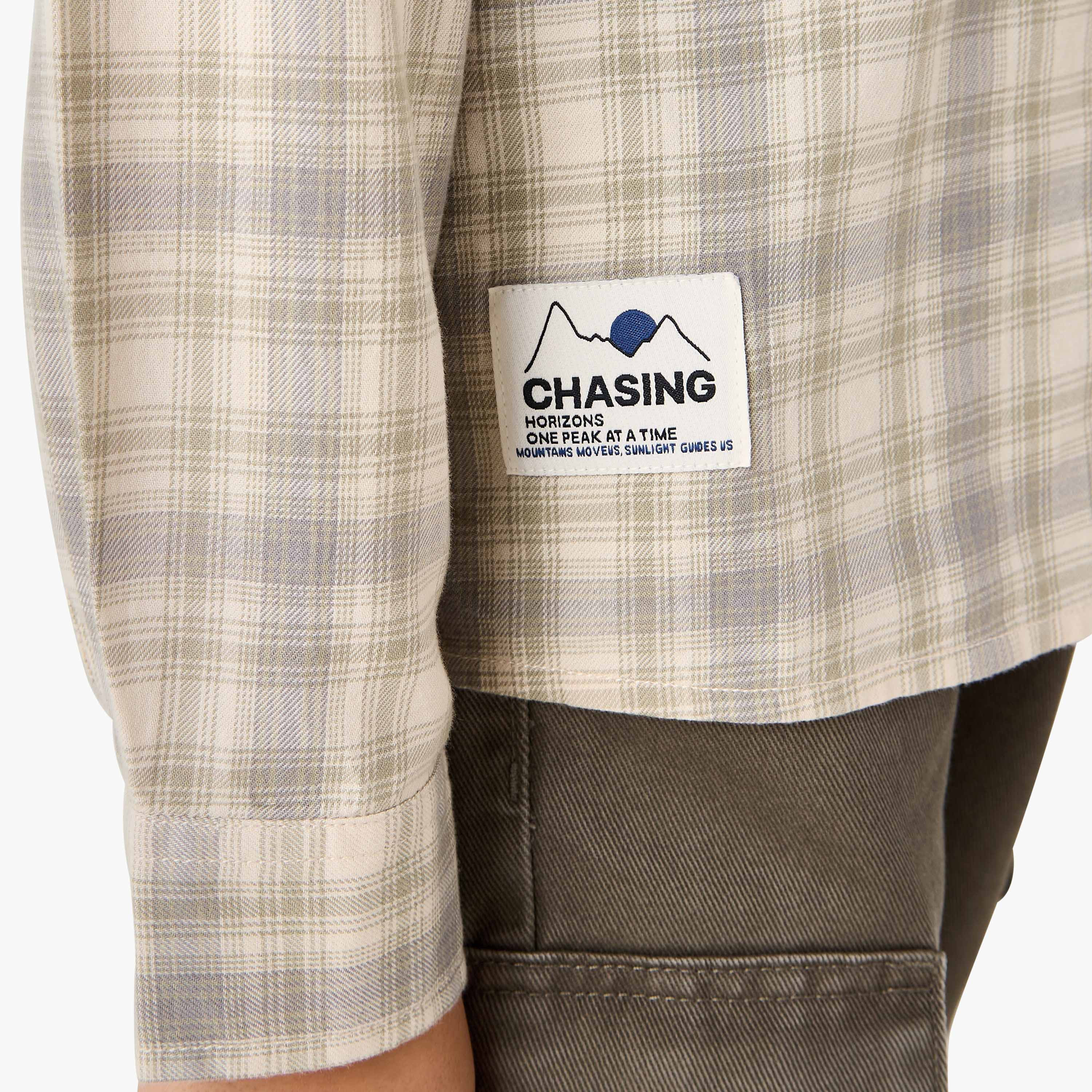 Juniors Checked Button Through Hooded Shirt with Long Sleeves-boys-clothing-shirts-image-5