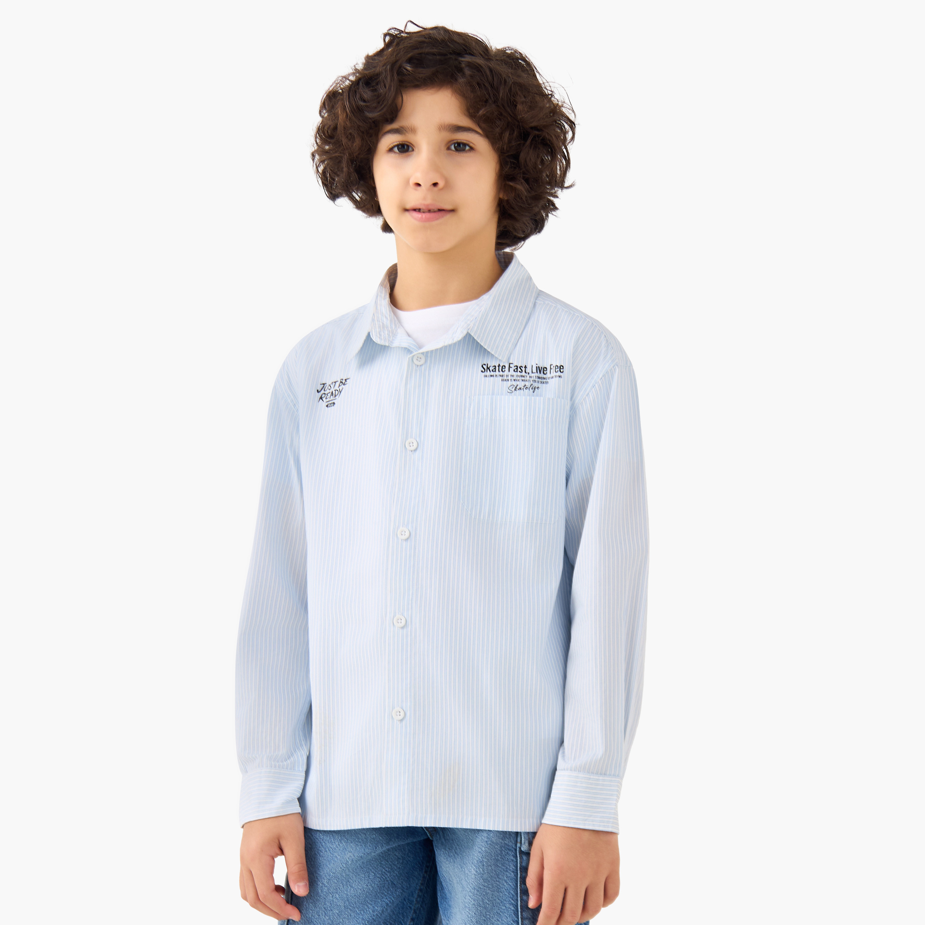 Juniors Boys Shirt with Stripes - Cotton - Long Sleeves-boys-clothing-shirts-image-1