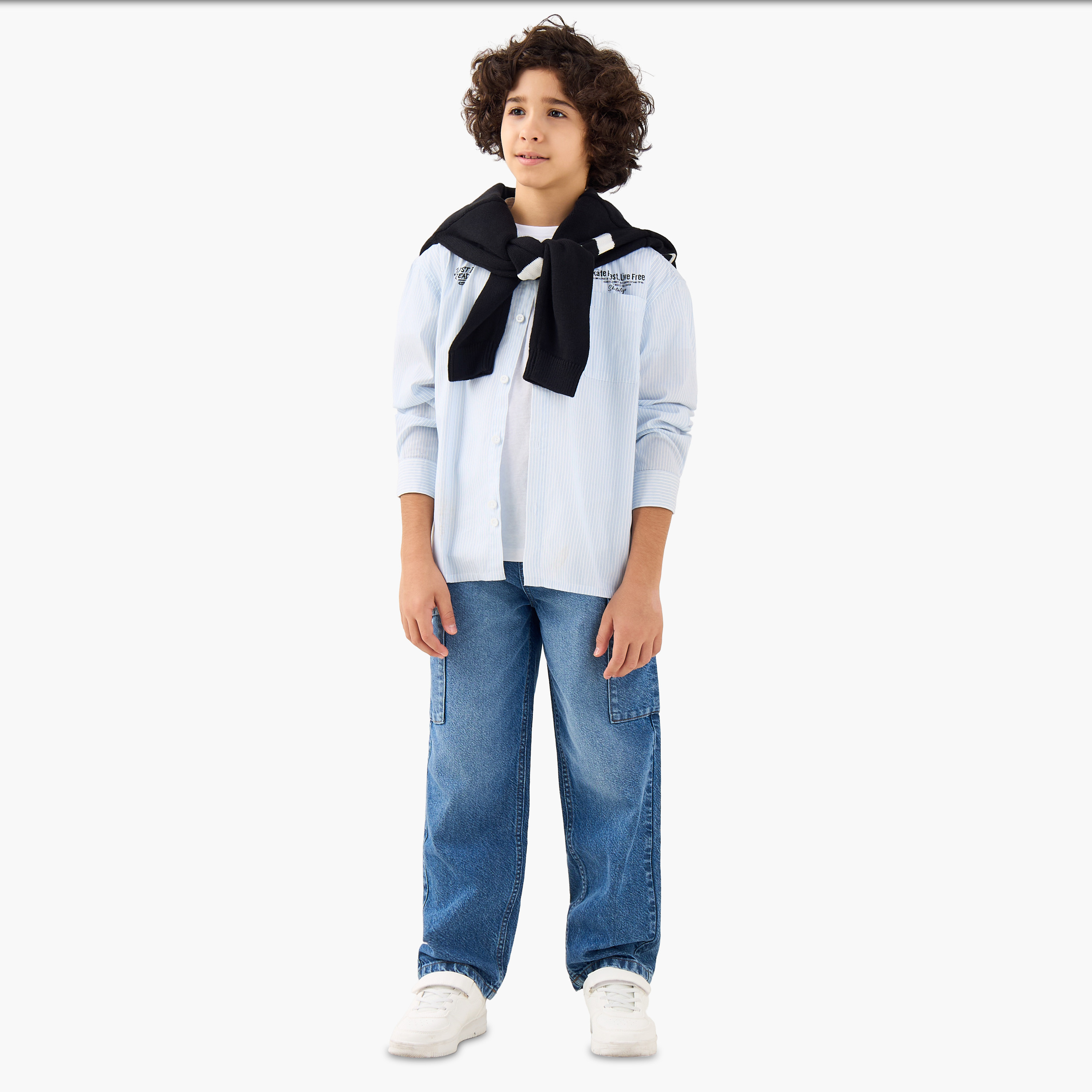 Juniors Boys Shirt with Stripes - Cotton - Long Sleeves-boys-clothing-shirts-image-2