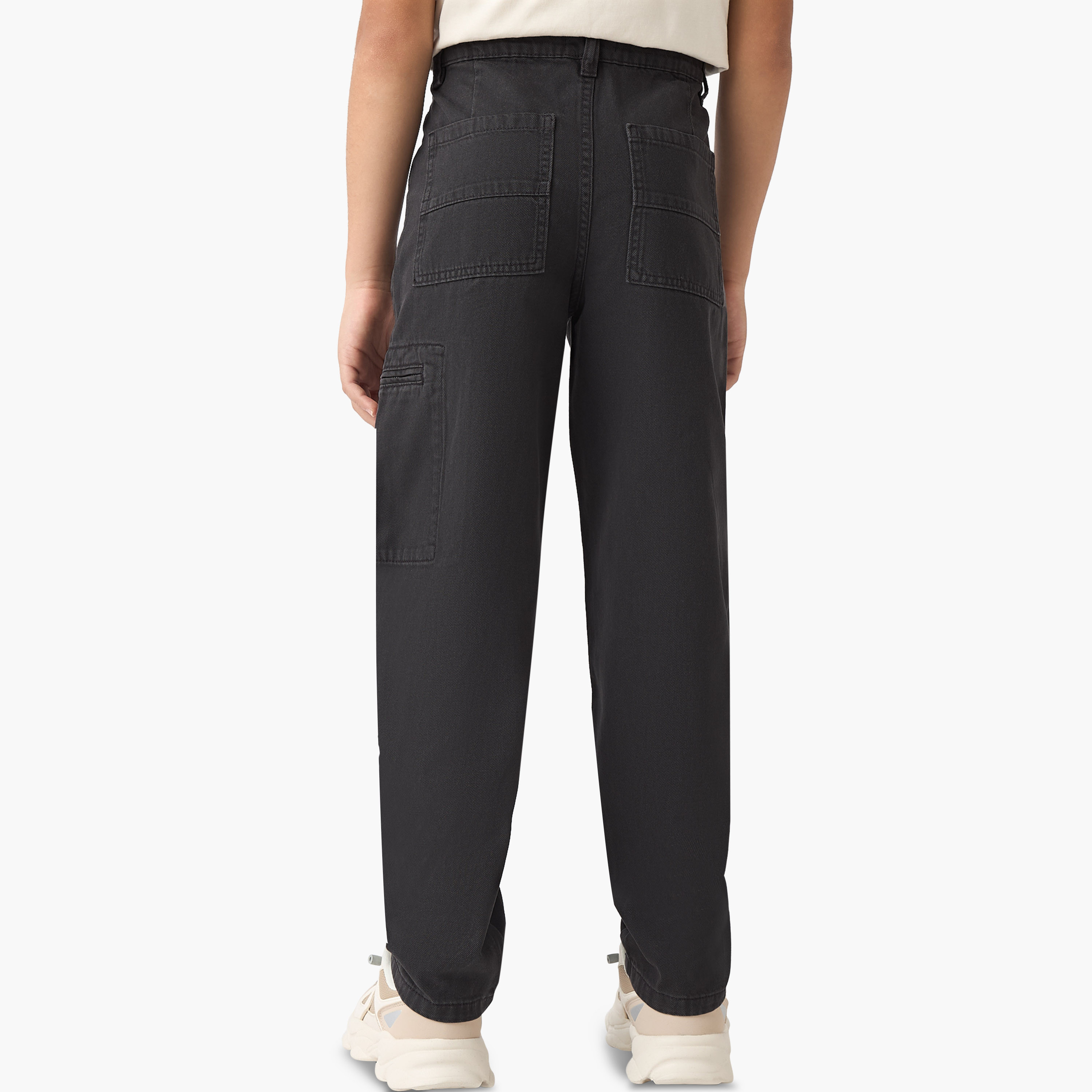 Juniors Solid Cargo Pants with Button Closure-boys-clothing-bottoms-trousers-image-3