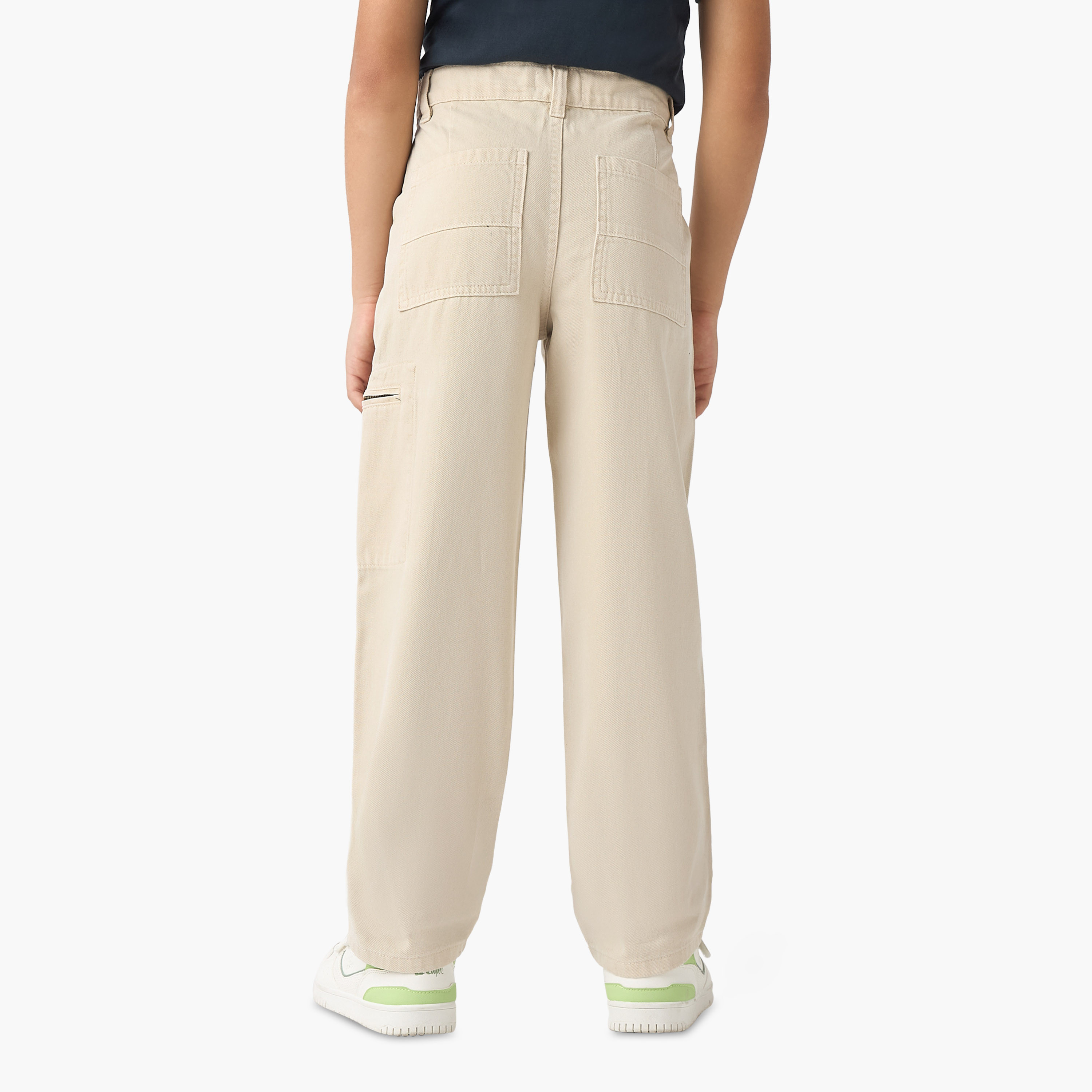 Juniors Solid Cargo Pants with Button Closure-boys-clothing-bottoms-trousers-image-3