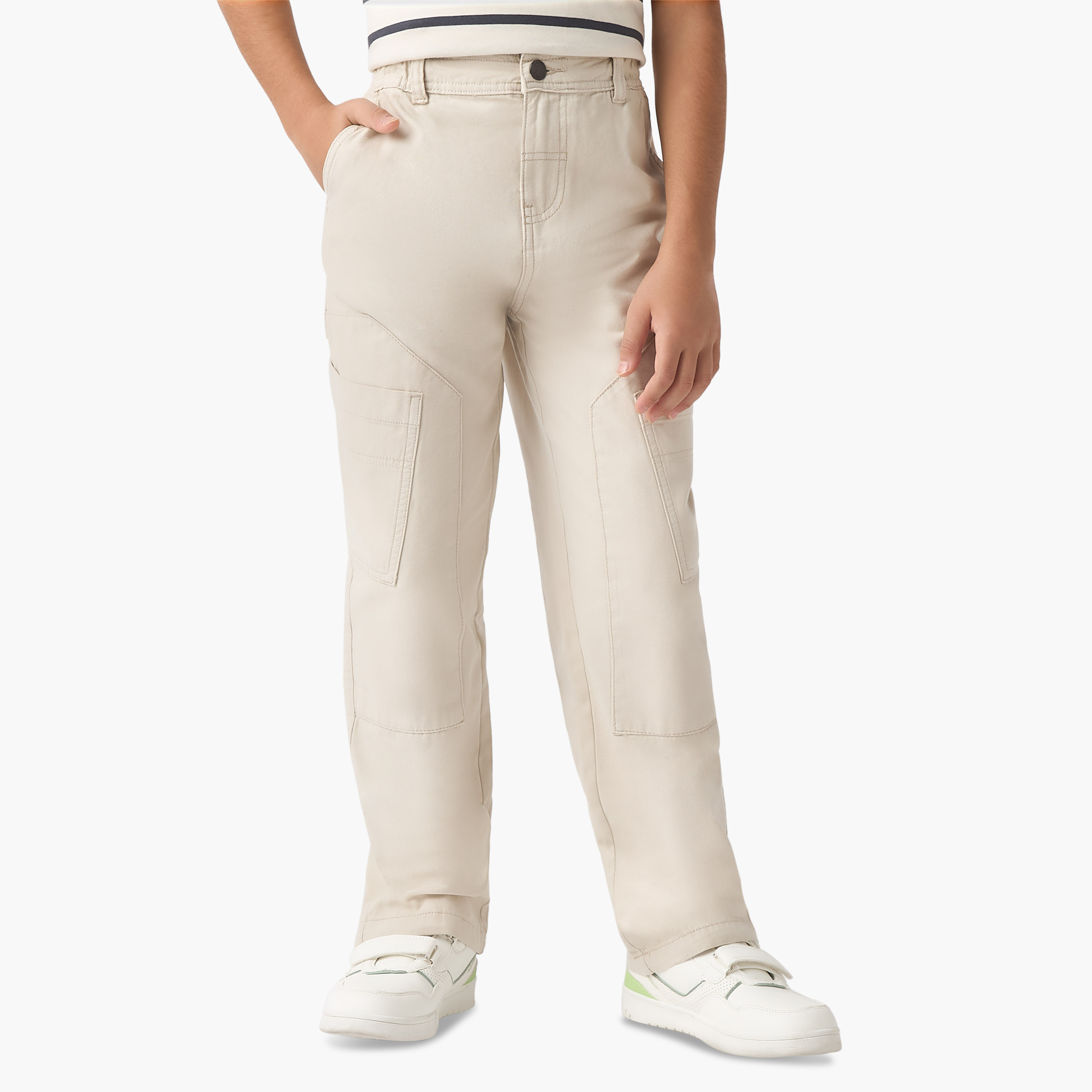 بنطلون سادة بجيوب وإغلاق أزرار من جونيورز-boys-clothing-bottoms-trousers-image-5