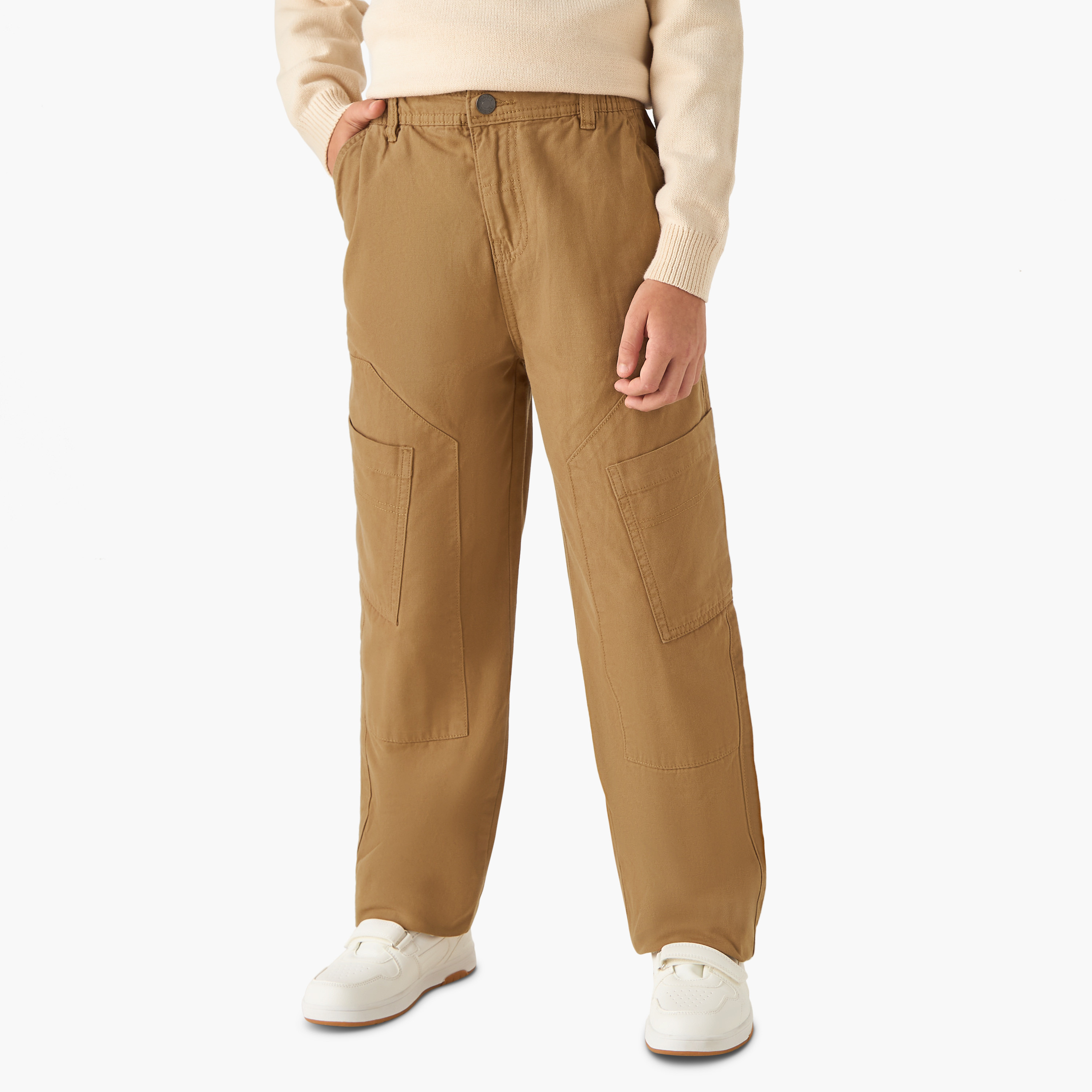 بنطلون سادة بجيوب وإغلاق أزرار من جونيورز-boys-clothing-bottoms-trousers-image-5