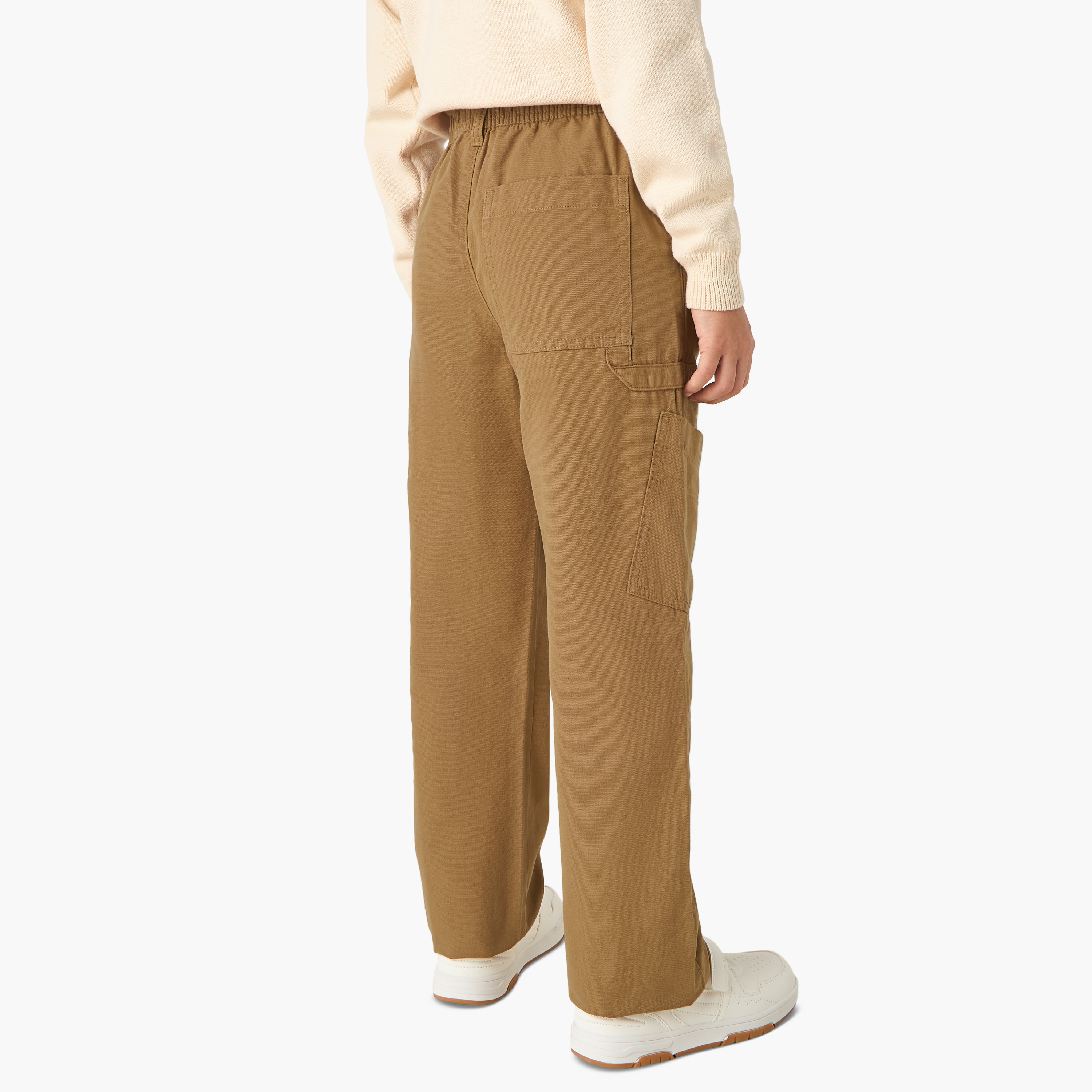 بنطلون سادة بجيوب وإغلاق أزرار من جونيورز-boys-clothing-bottoms-trousers-image-3