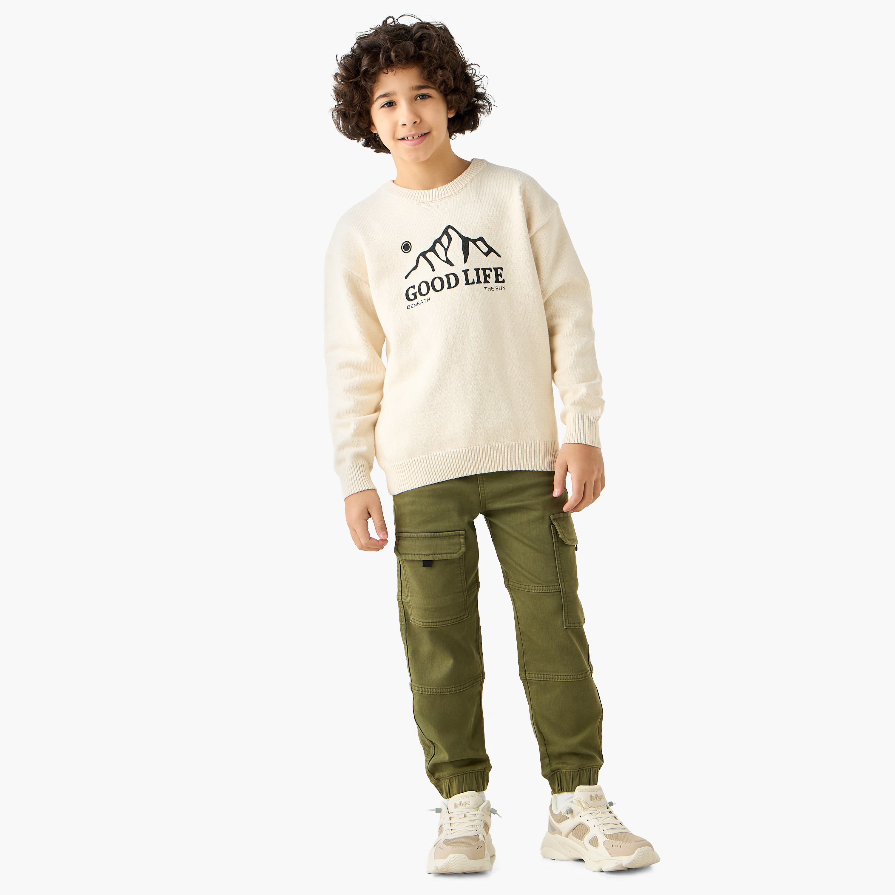 Juniors Solid Cargo Joggers with Drawstring Closure-boys-clothing-bottoms-joggersandtrackpants-image-2