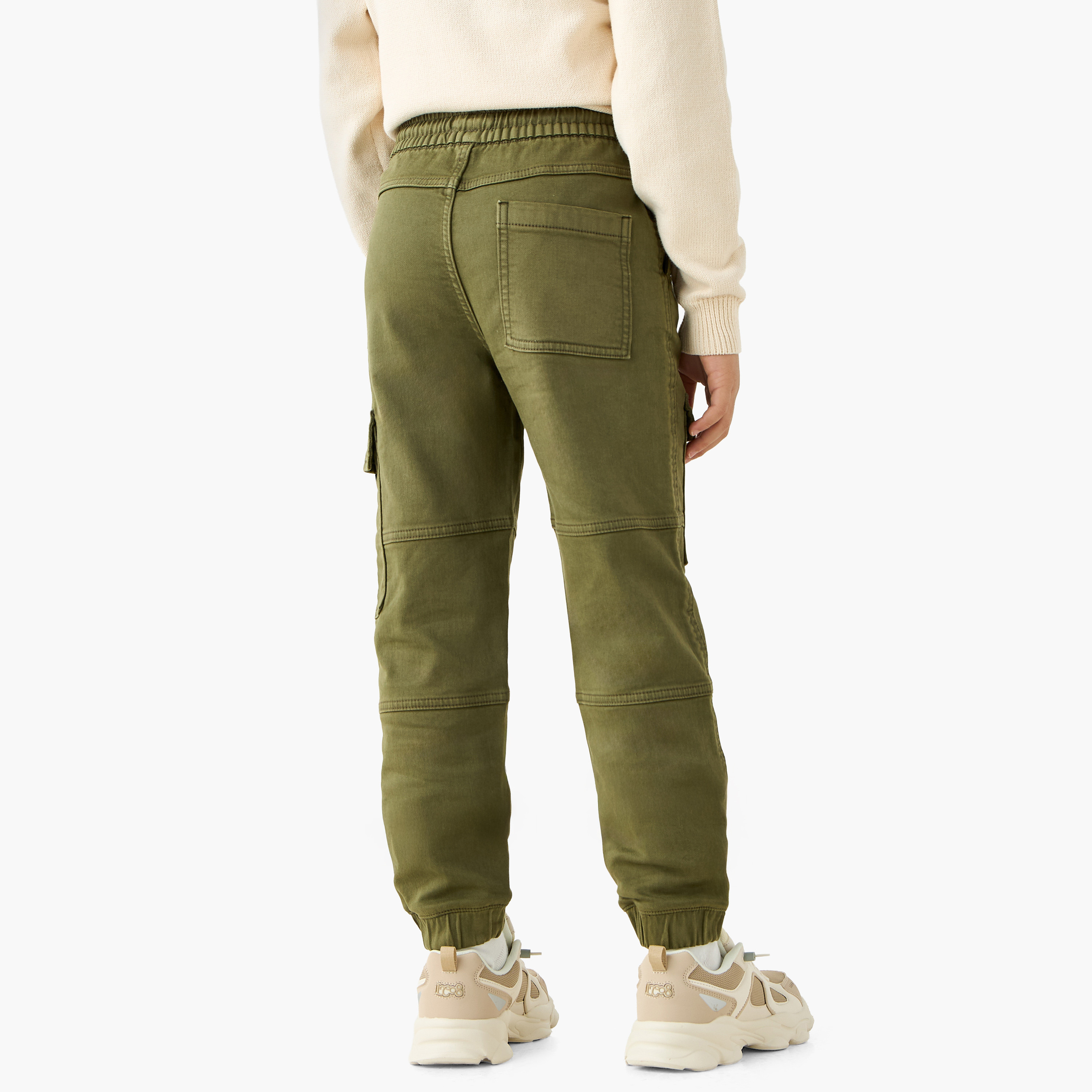 Juniors Solid Cargo Joggers with Drawstring Closure-boys-clothing-bottoms-joggersandtrackpants-image-3