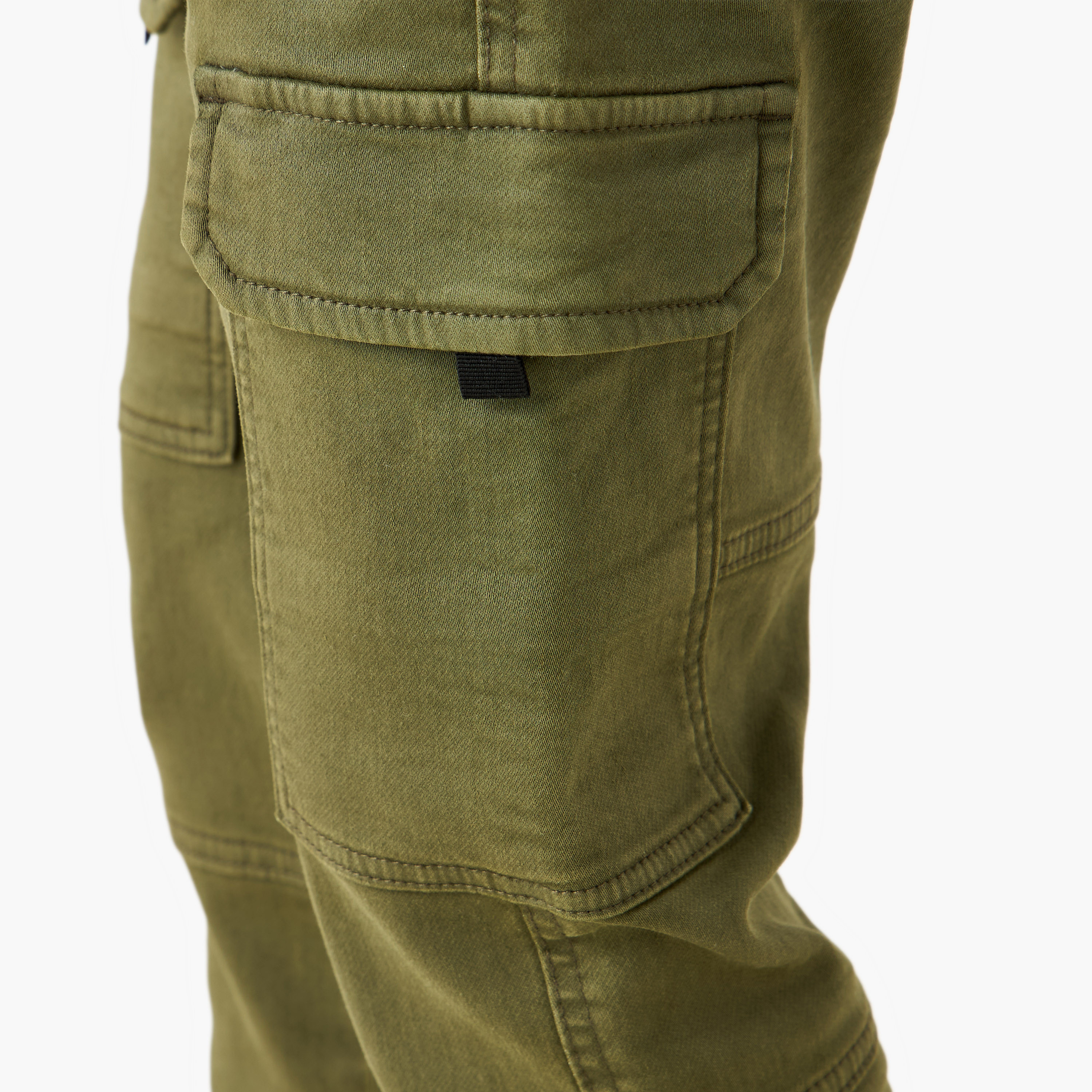 Juniors Solid Cargo Joggers with Drawstring Closure-boys-clothing-bottoms-joggersandtrackpants-image-5