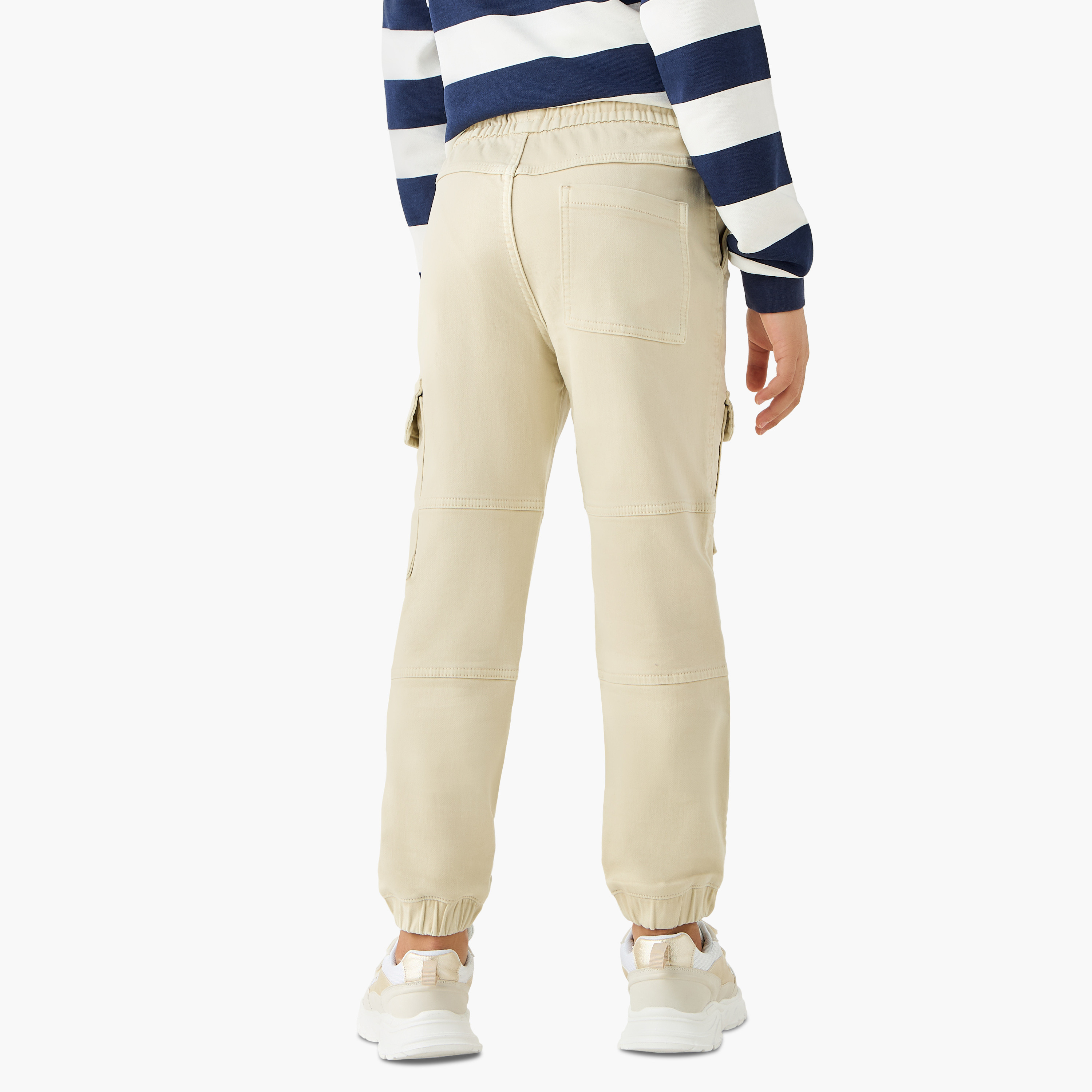 Juniors Solid Cargo Joggers with Drawstring Closure-boys-clothing-bottoms-joggersandtrackpants-image-3