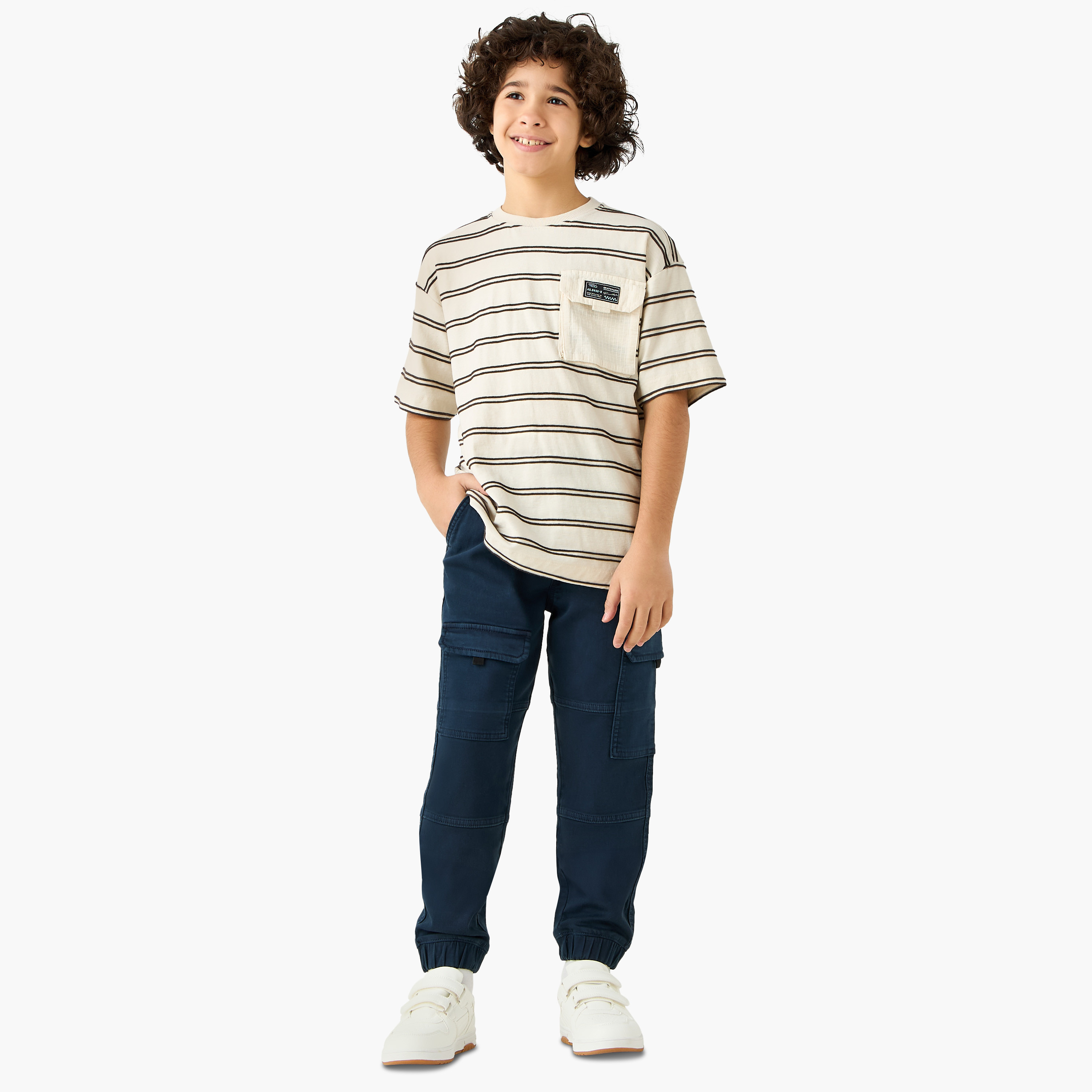 Juniors Solid Cargo Joggers with Drawstring Closure-boys-clothing-bottoms-joggersandtrackpants-image-2