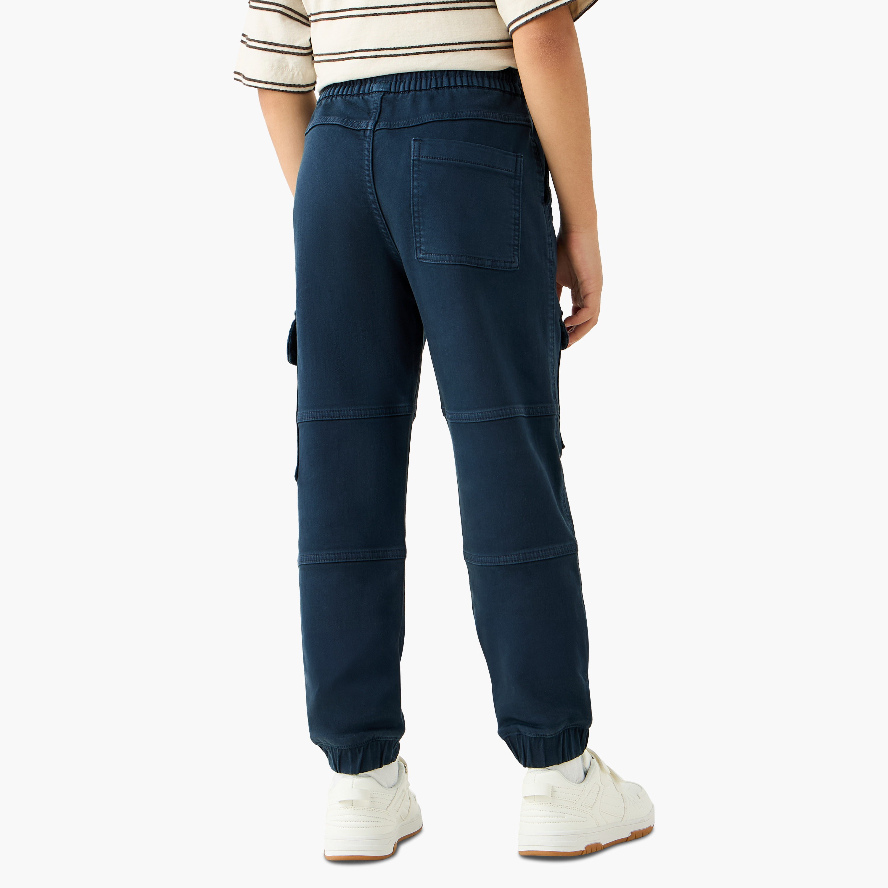 Juniors Solid Cargo Joggers with Drawstring Closure-boys-clothing-bottoms-joggersandtrackpants-image-3