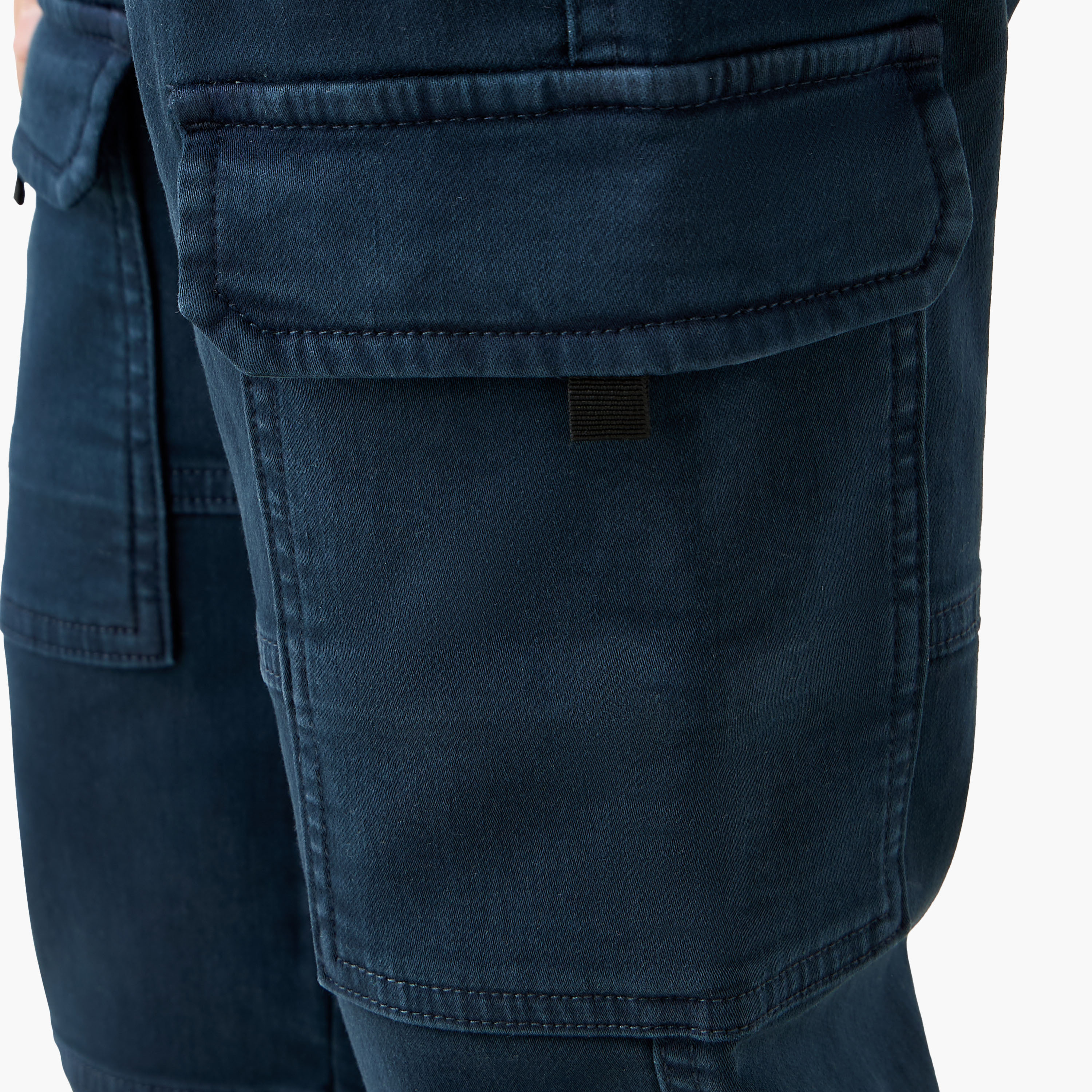 Juniors Solid Cargo Joggers with Drawstring Closure-boys-clothing-bottoms-joggersandtrackpants-image-5