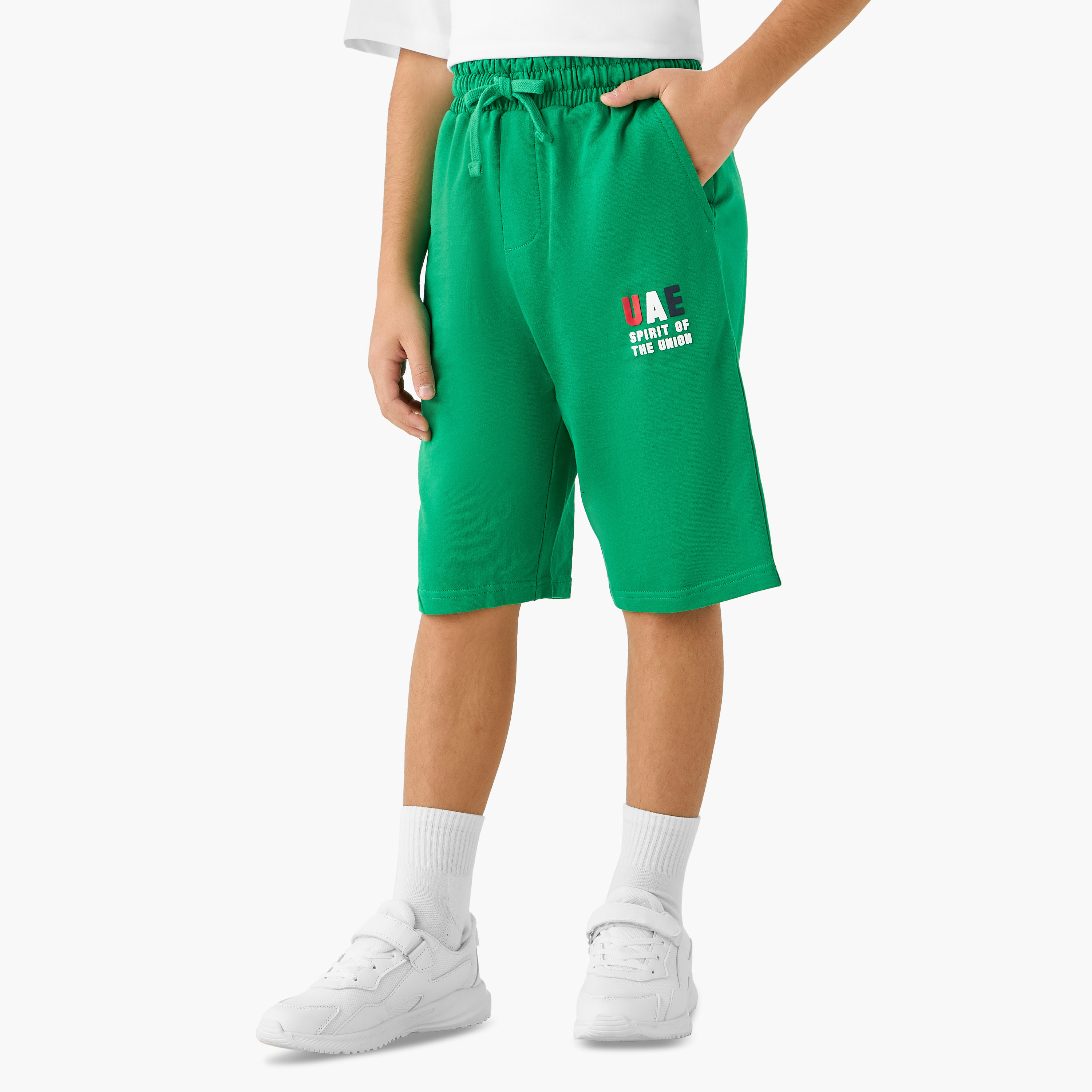 Juniors UAE National Day Print Shorts with Pockets-boys-clothing-bottoms-shorts-image-1