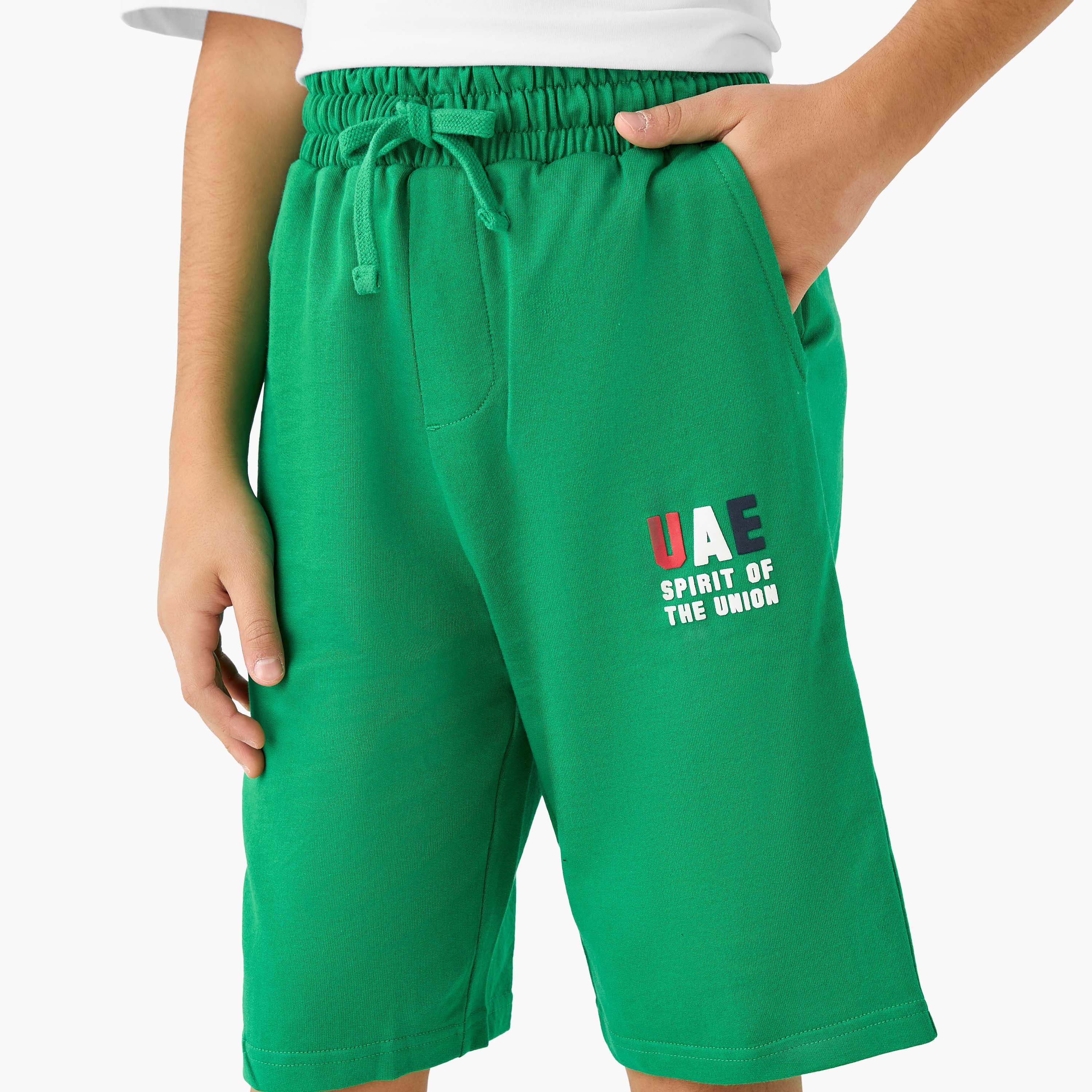 Juniors UAE National Day Print Shorts with Pockets-boys-clothing-bottoms-shorts-image-4