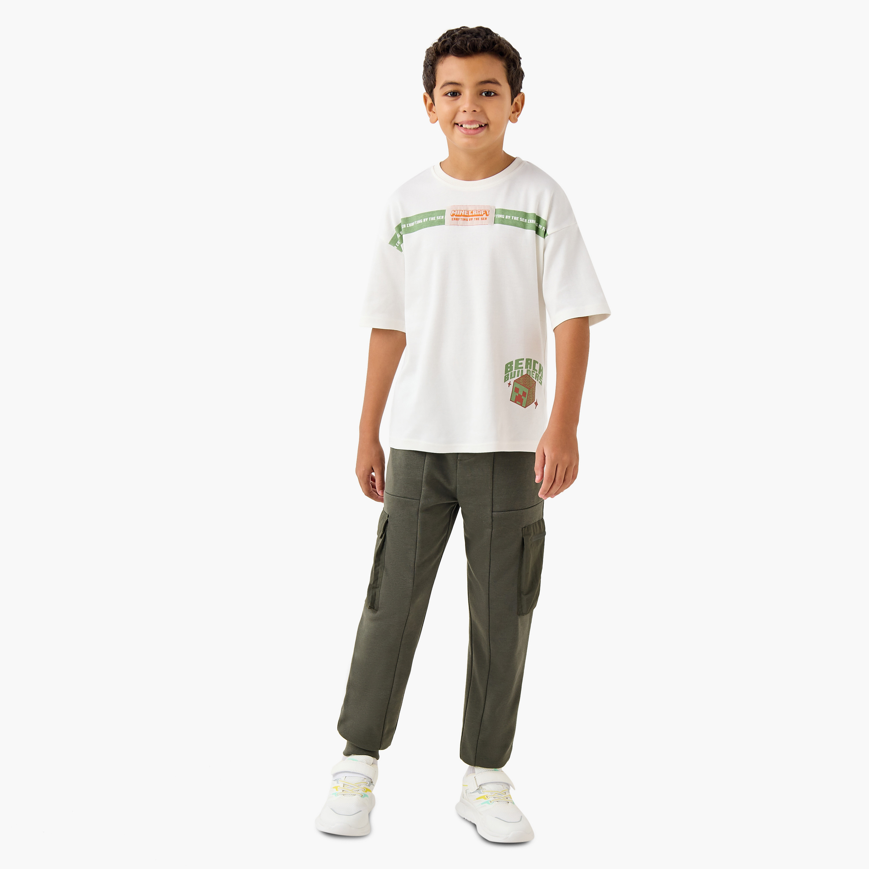 Juniors Solid Cargo Joggers with Drawstring Closure and Pockets-boys-clothing-bottoms-joggersandtrackpants-image-2