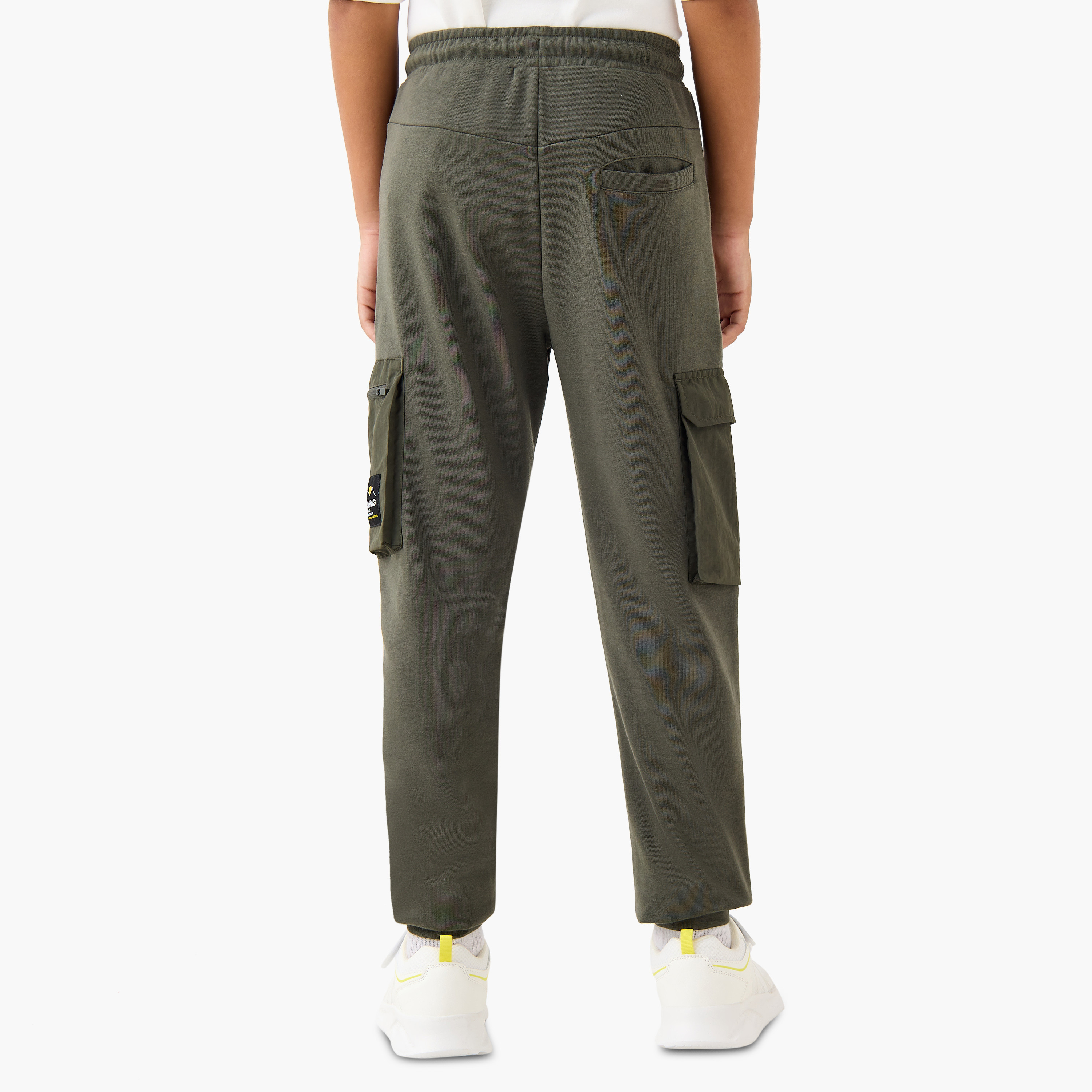 Juniors Solid Cargo Joggers with Drawstring Closure and Pockets-boys-clothing-bottoms-joggersandtrackpants-image-3
