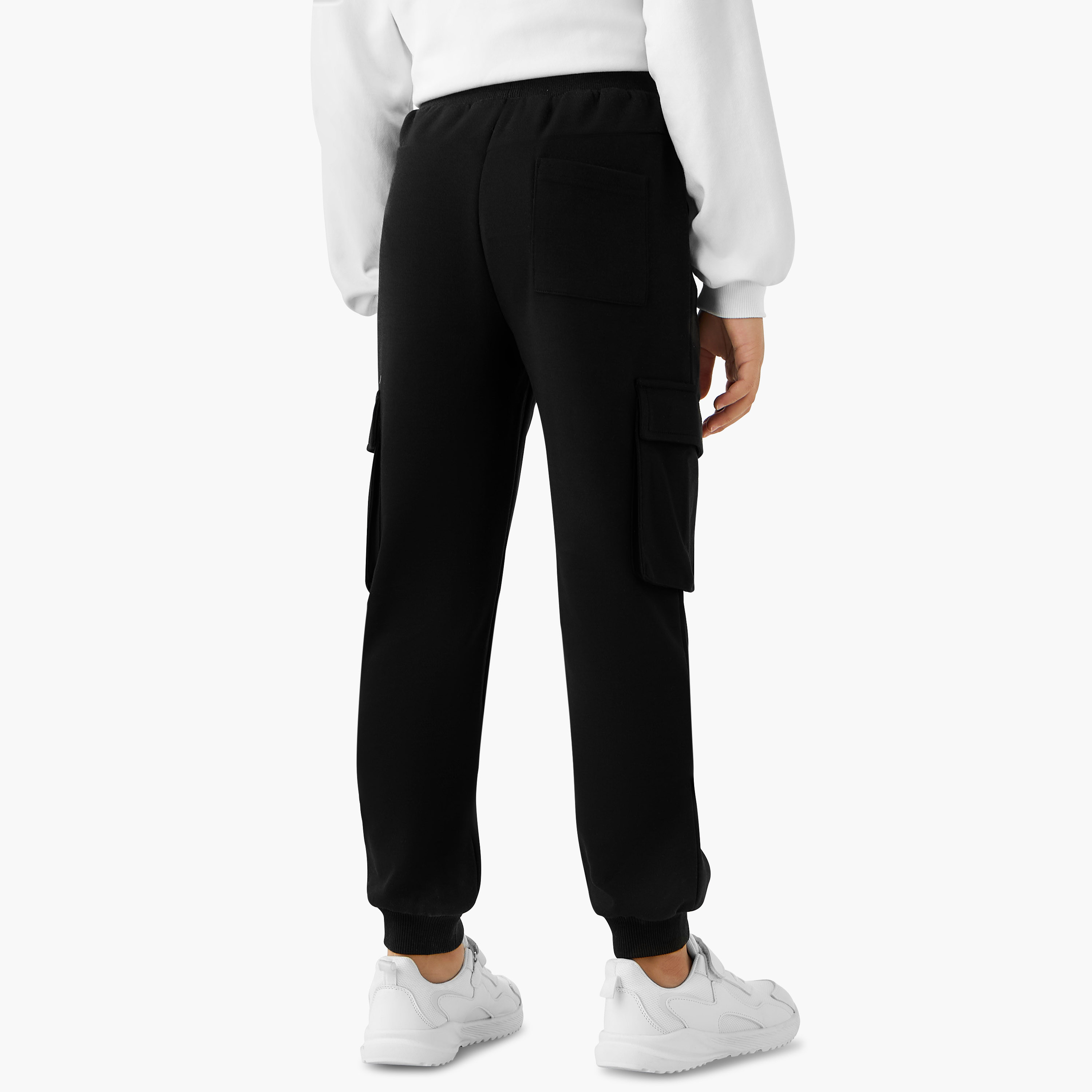 Juniors Solid Cargo Joggers with Drawstring Closure-boys-clothing-bottoms-joggersandtrackpants-image-3