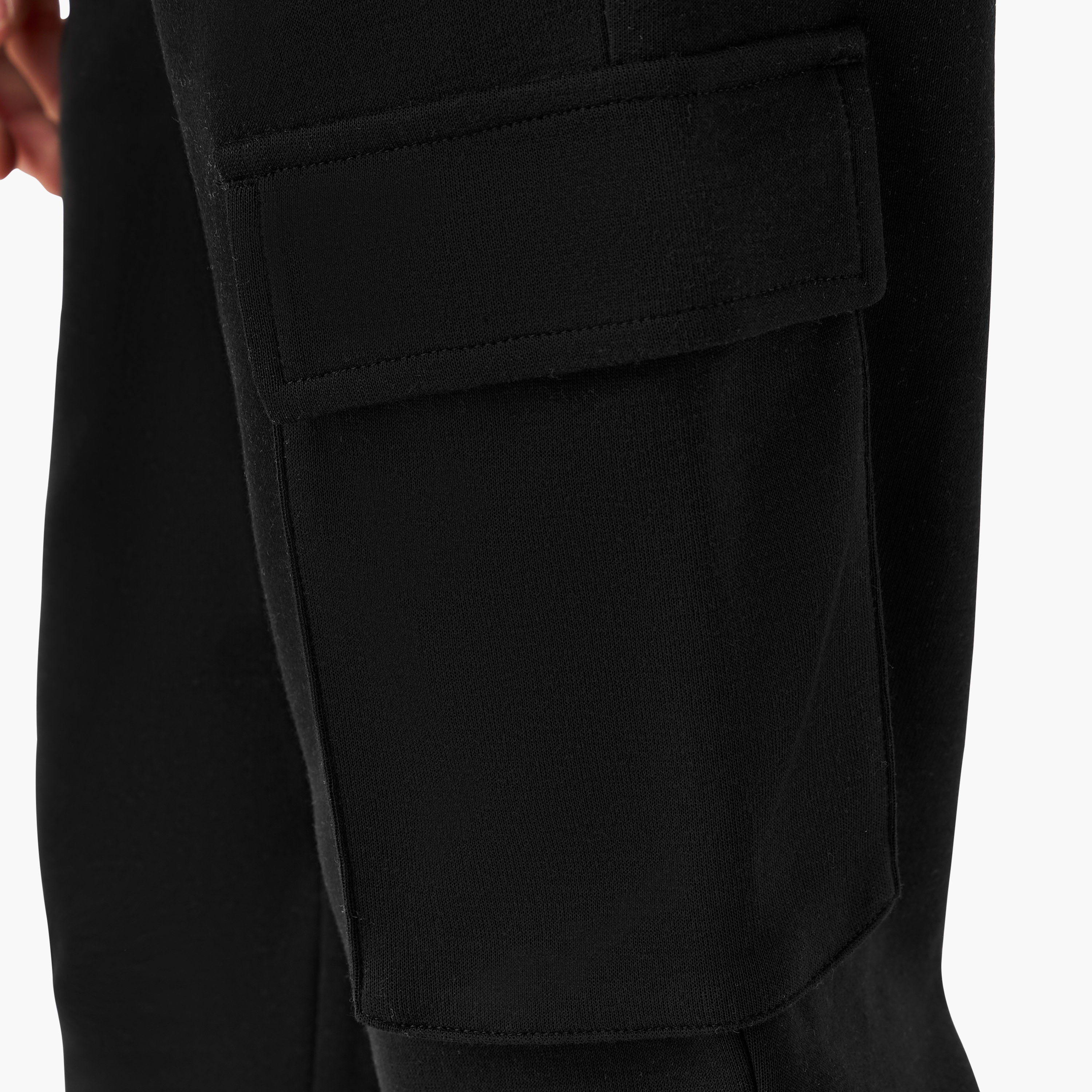 Juniors Solid Cargo Joggers with Drawstring Closure-boys-clothing-bottoms-joggersandtrackpants-image-5