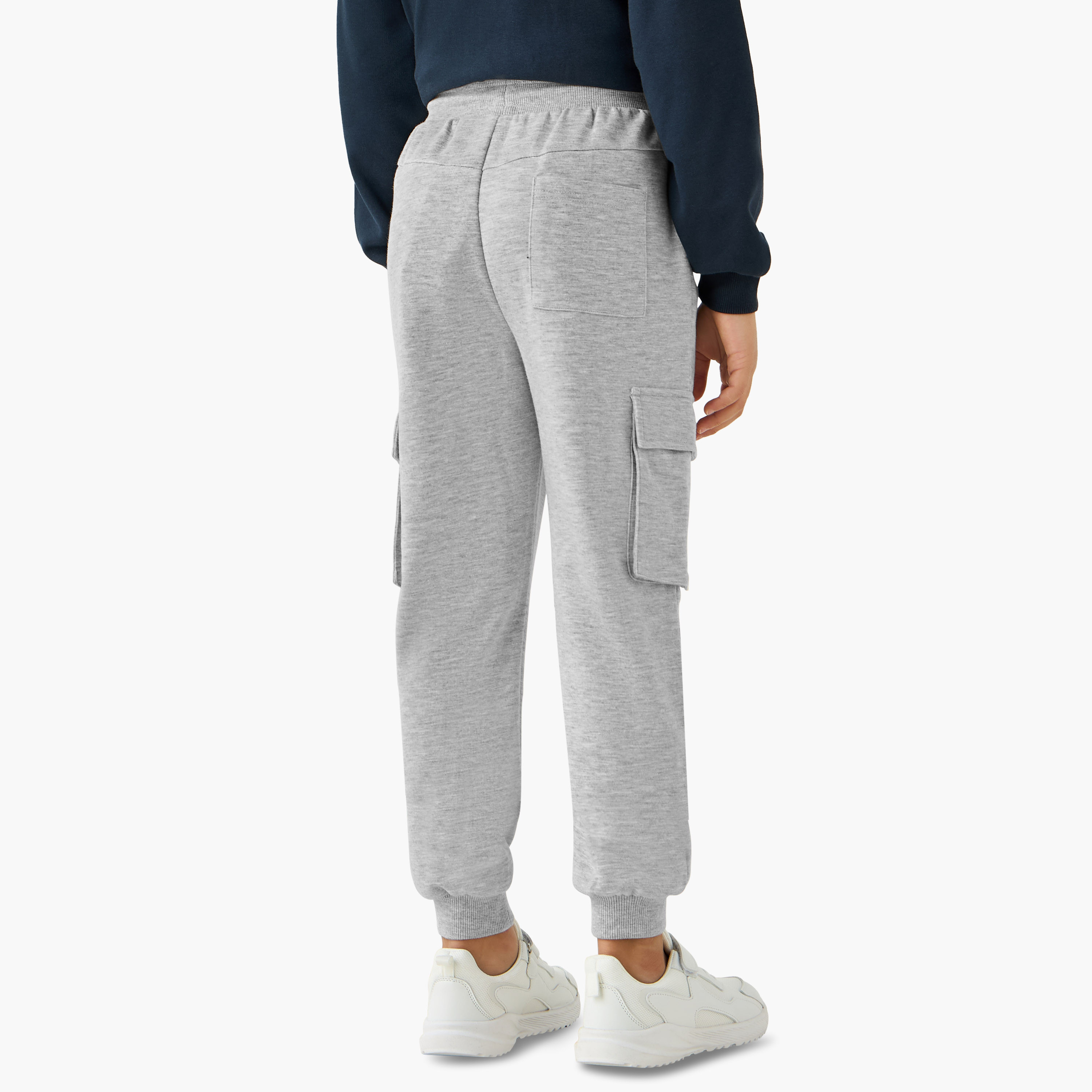Juniors Solid Cargo Joggers with Drawstring Closure-boys-clothing-bottoms-joggersandtrackpants-image-3