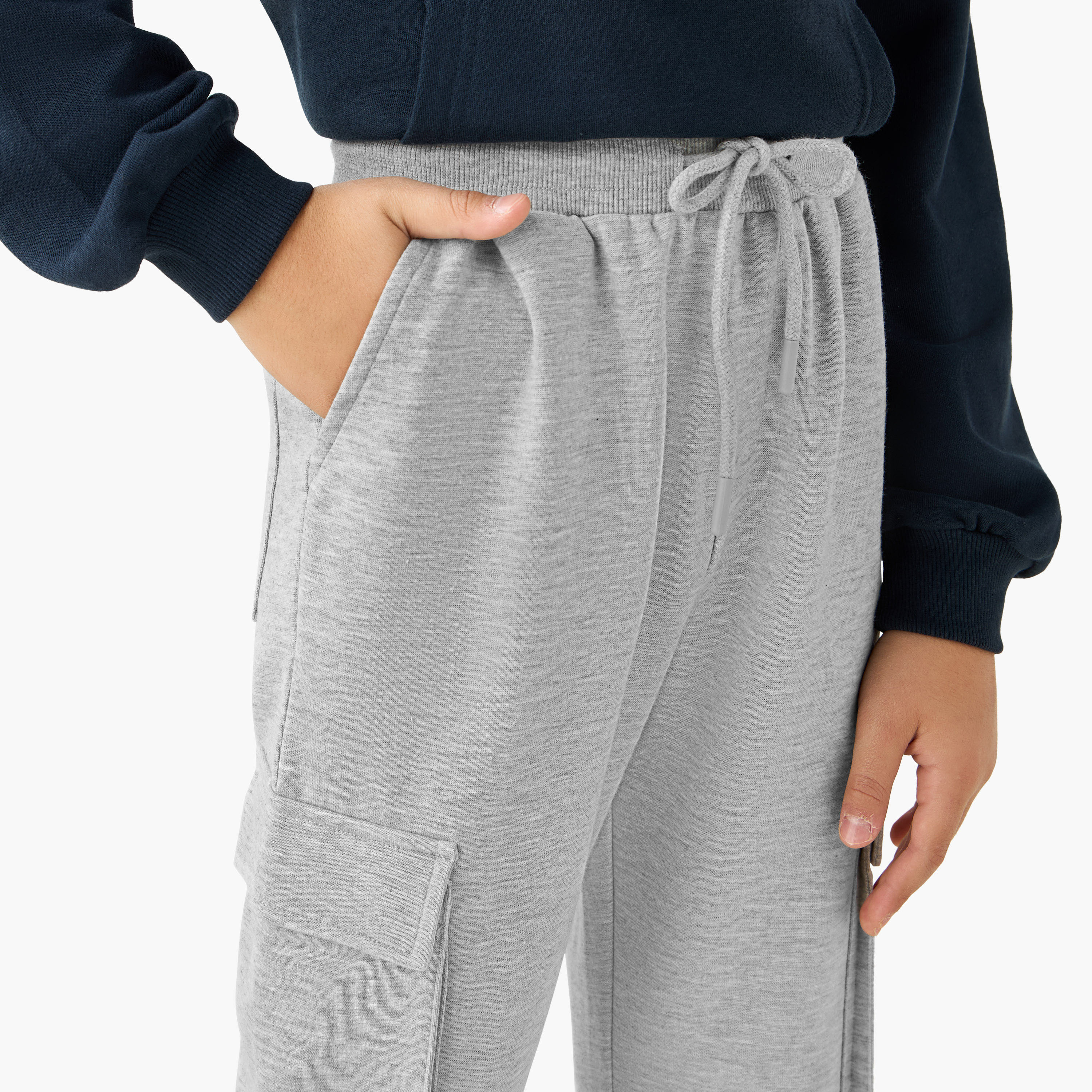 Juniors Solid Cargo Joggers with Drawstring Closure-boys-clothing-bottoms-joggersandtrackpants-image-4