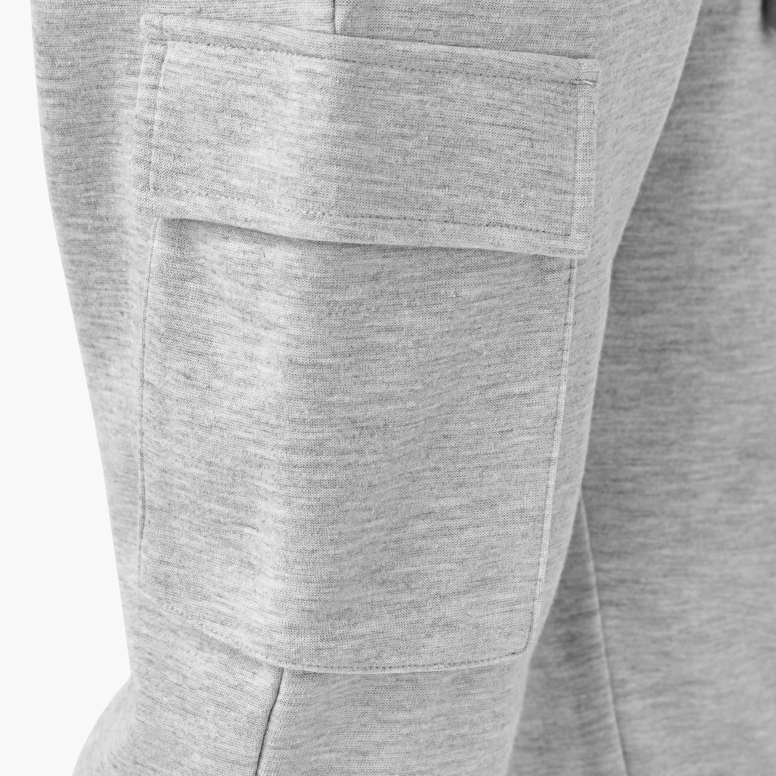 Juniors Solid Cargo Joggers with Drawstring Closure-boys-clothing-bottoms-joggersandtrackpants-image-5