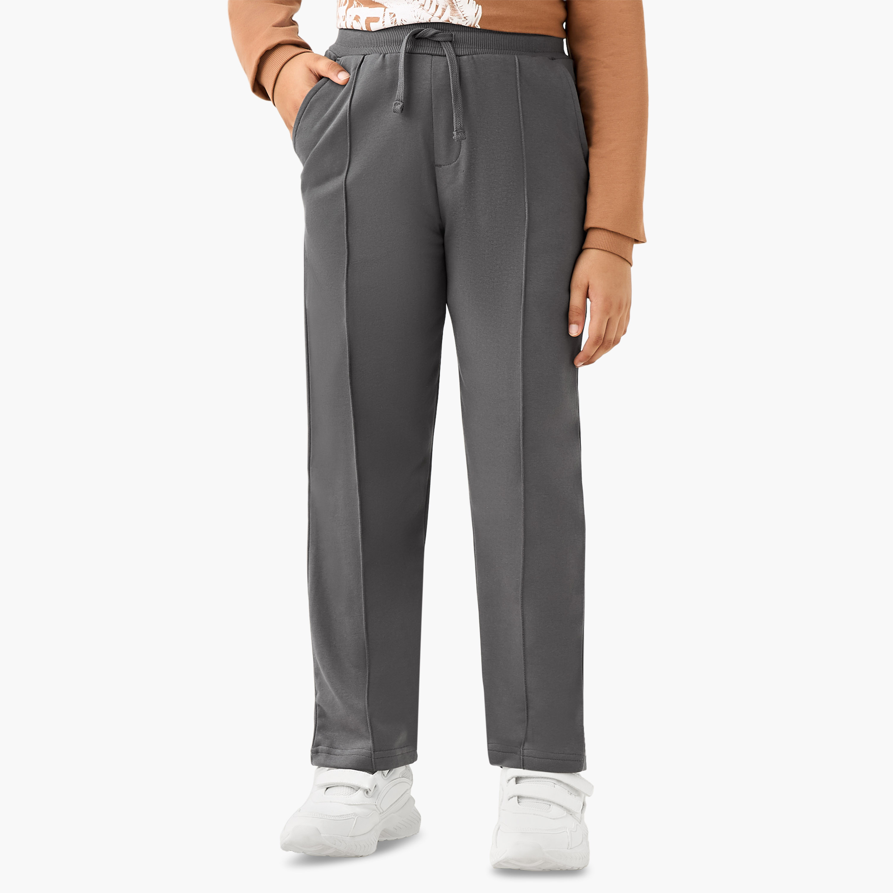 Juniors Solid Joggers with Drawstring Closure and Pockets-boys-clothing-bottoms-joggersandtrackpants-image-1