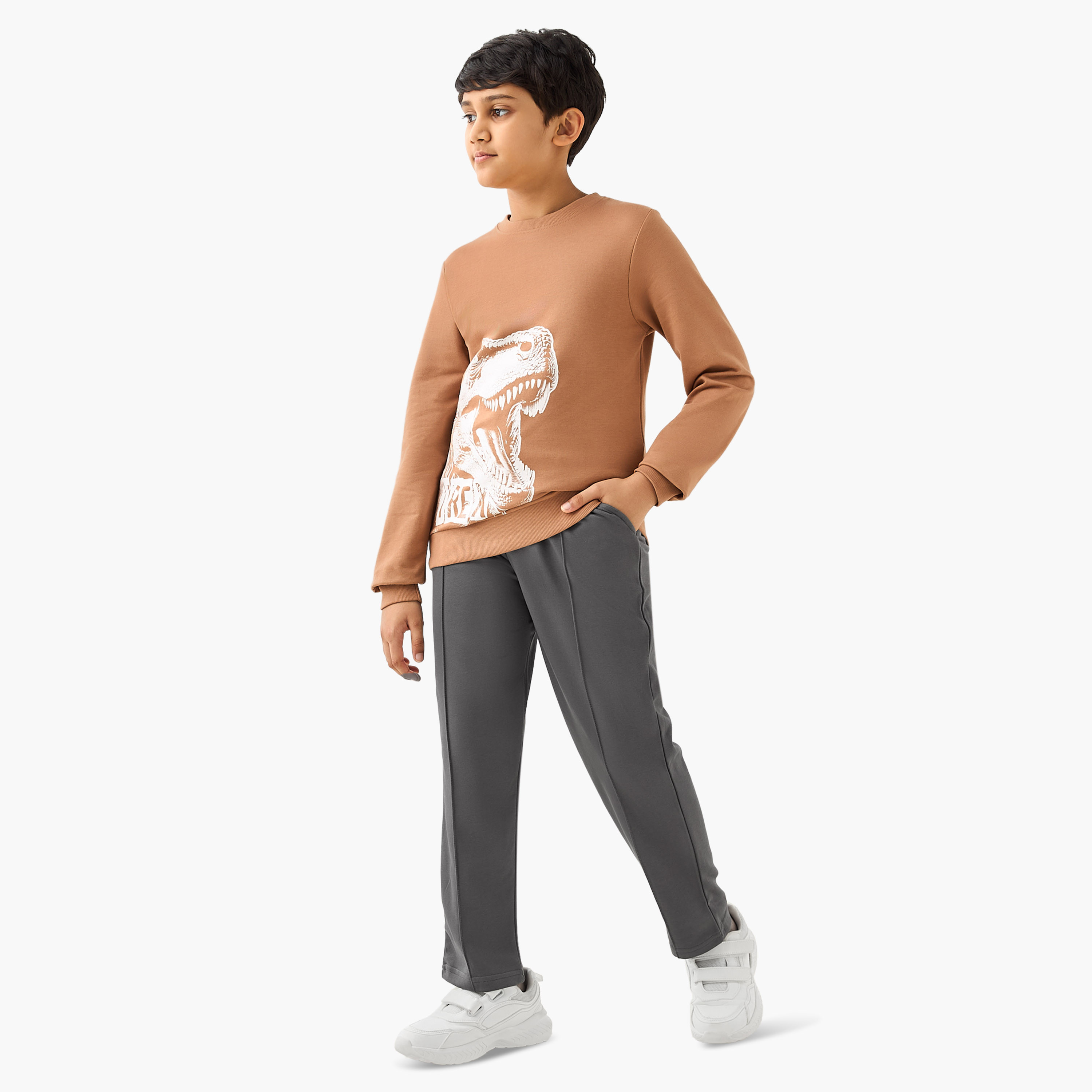 Juniors Solid Joggers with Drawstring Closure and Pockets-boys-clothing-bottoms-joggersandtrackpants-image-2