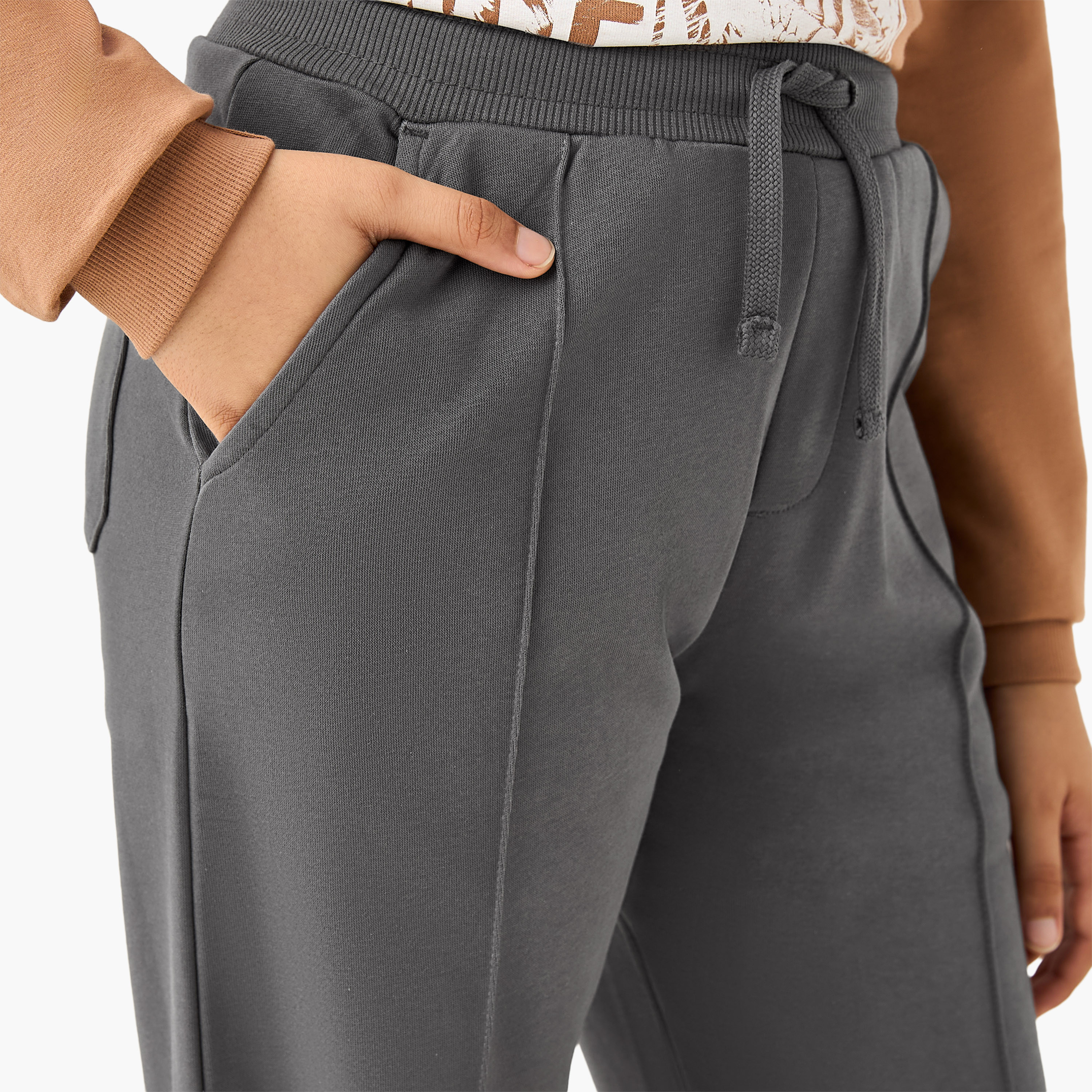 Juniors Solid Joggers with Drawstring Closure and Pockets-boys-clothing-bottoms-joggersandtrackpants-image-4