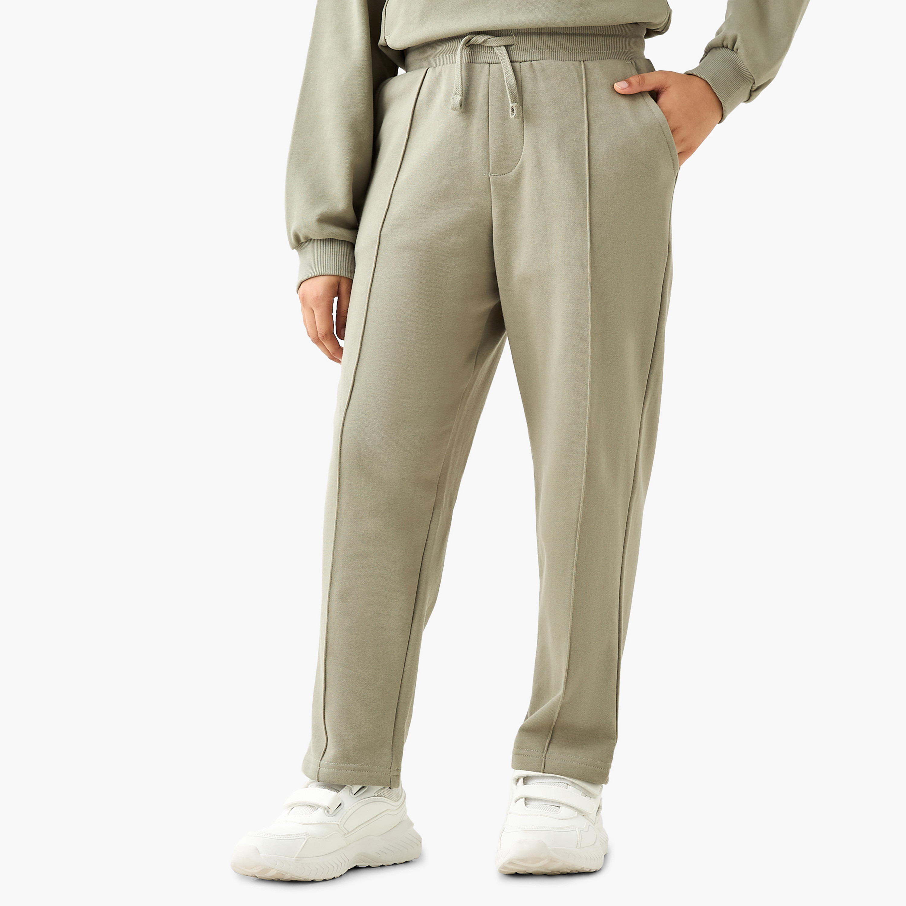 Juniors Solid Joggers with Drawstring Closure and Pockets-boys-clothing-schoolwear-bottoms-joggers-image-1