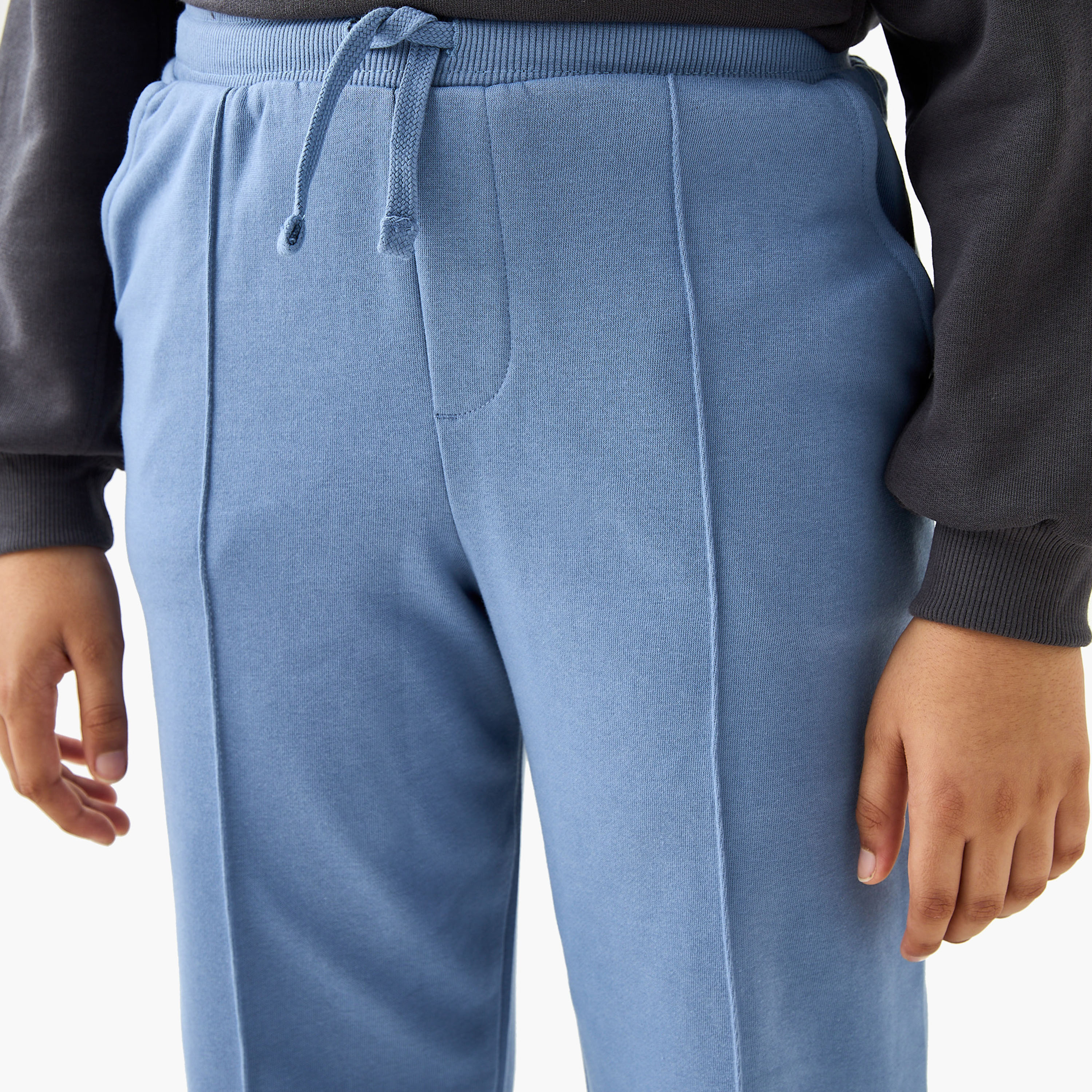 Juniors Solid Joggers with Drawstring Closure and Pockets-boys-clothing-schoolwear-bottoms-joggers-image-4