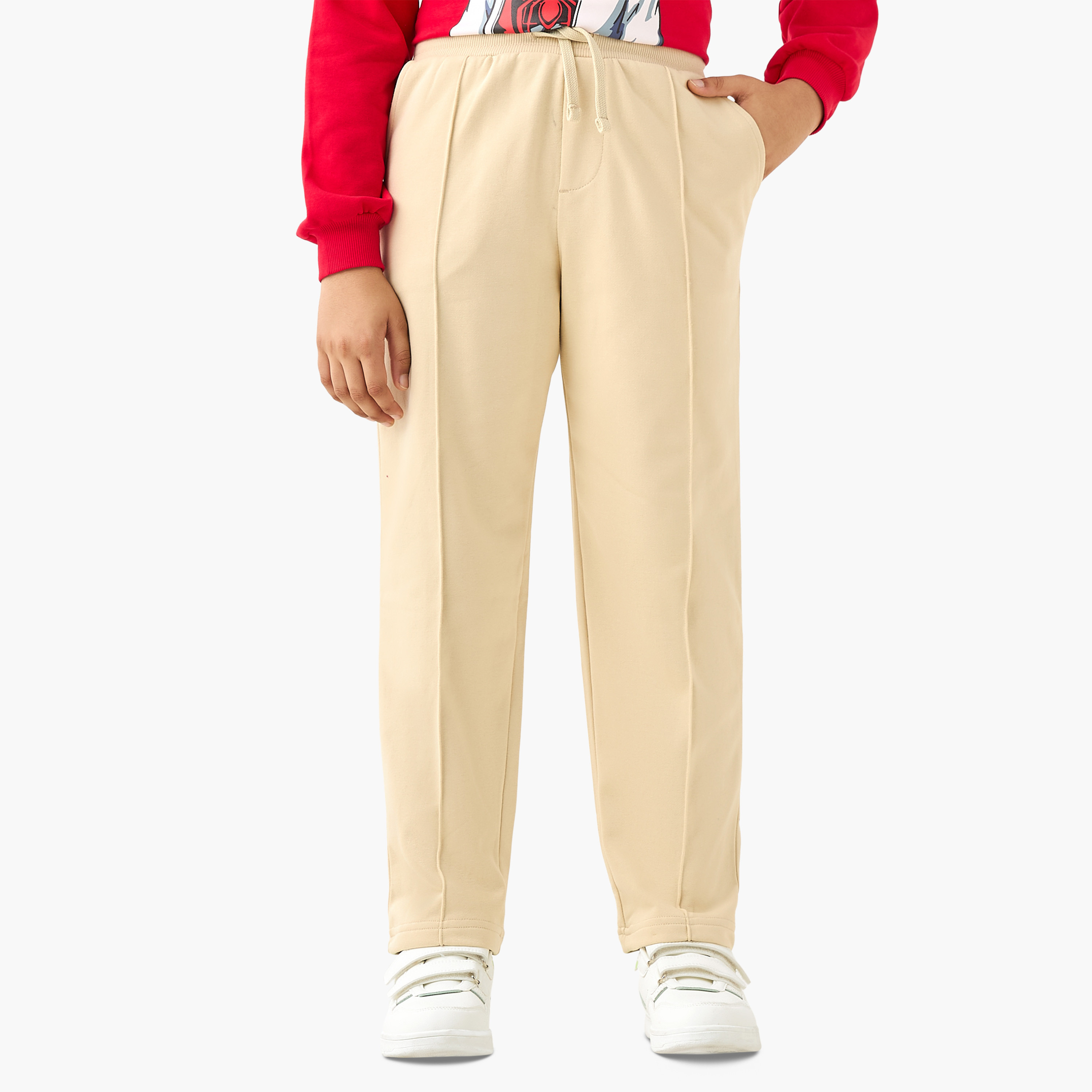 Juniors Solid Joggers with Drawstring Closure and Pockets-boys-clothing-schoolwear-bottoms-joggers-image-1