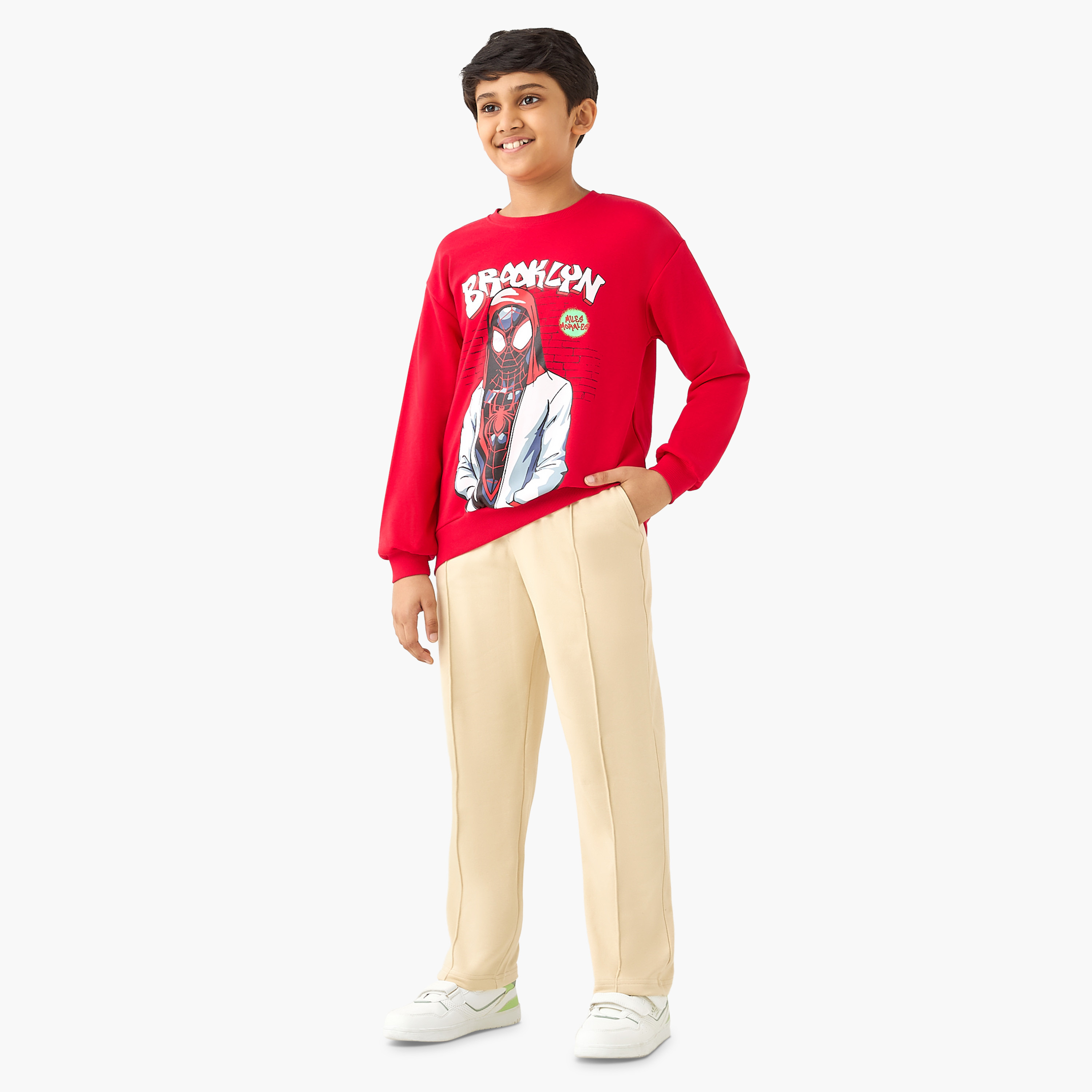 Juniors Solid Joggers with Drawstring Closure and Pockets-boys-clothing-schoolwear-bottoms-joggers-image-2