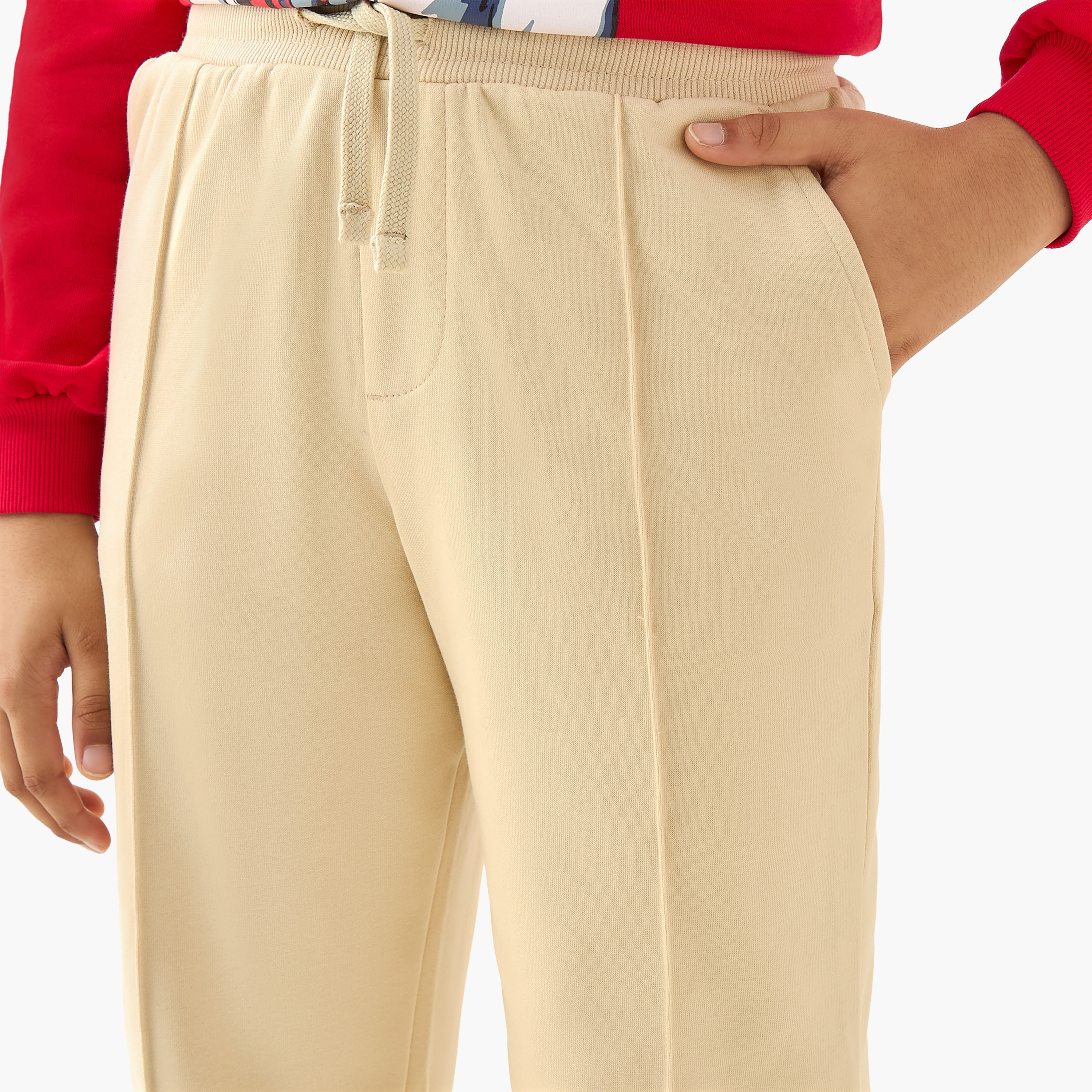Juniors Solid Joggers with Drawstring Closure and Pockets-boys-clothing-schoolwear-bottoms-joggers-image-4