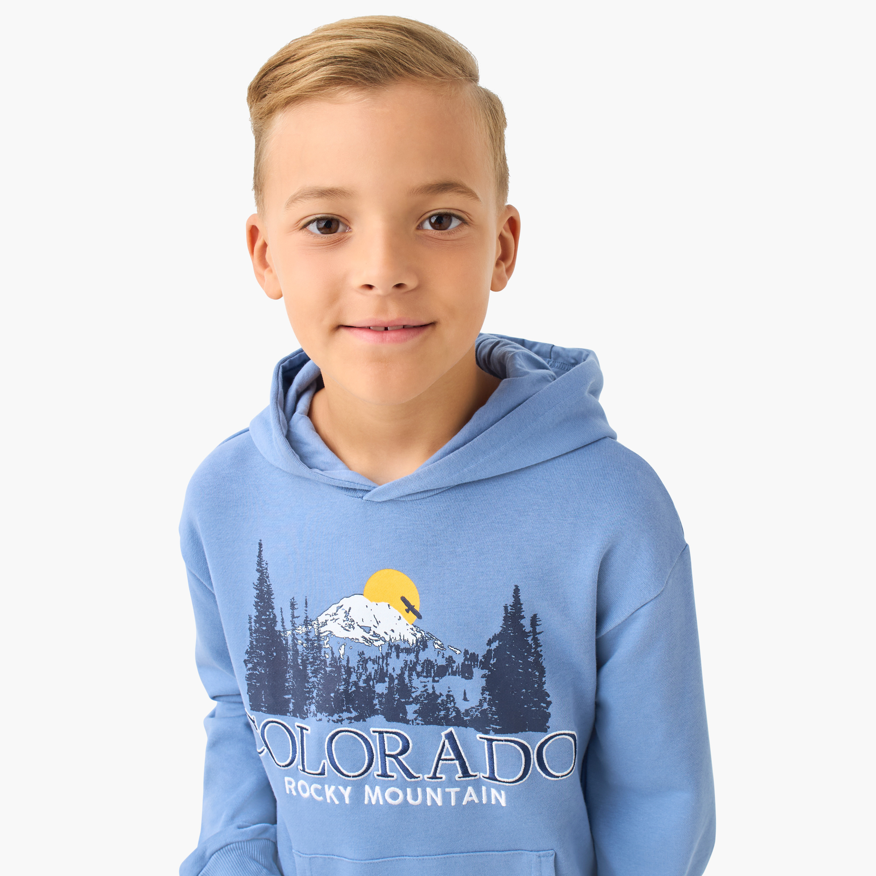 Juniors Boys Hooded Neck Sweatshirt with Colorado Print - Cotton - Long Sleeves-boys-clothing-winterwear-sweatshirts-image-4