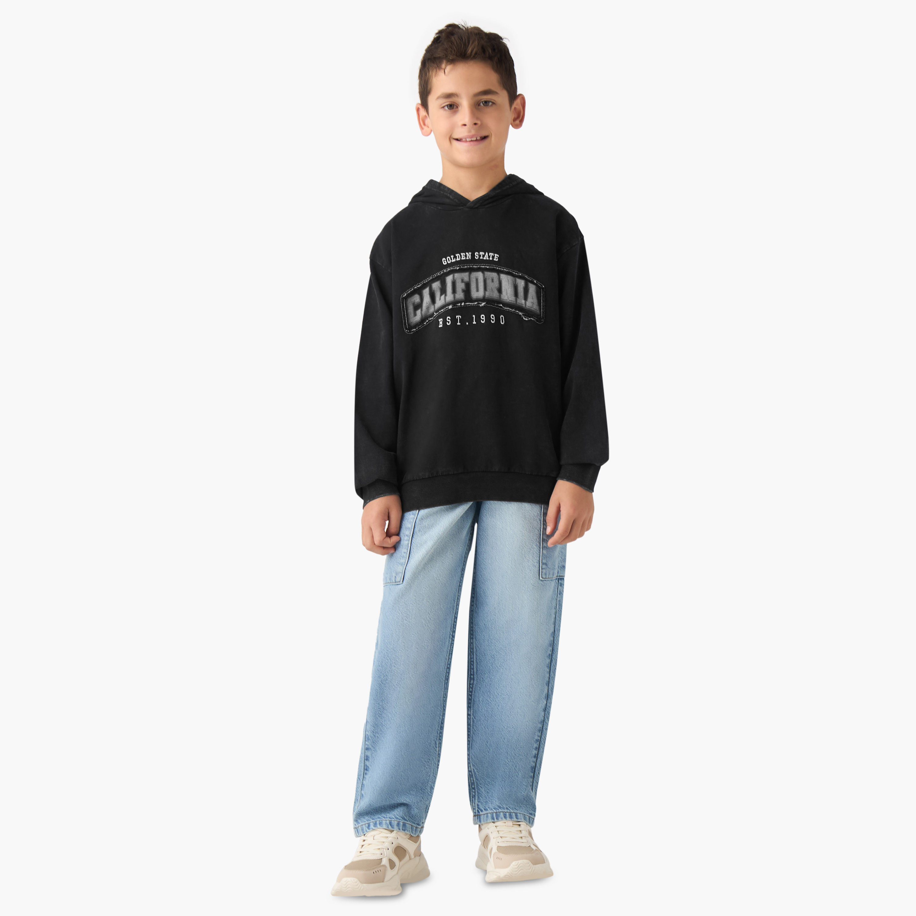 Juniors Printed Hooded Sweatshirt with Long Sleeves-boys-clothing-sweatshirts-image-2