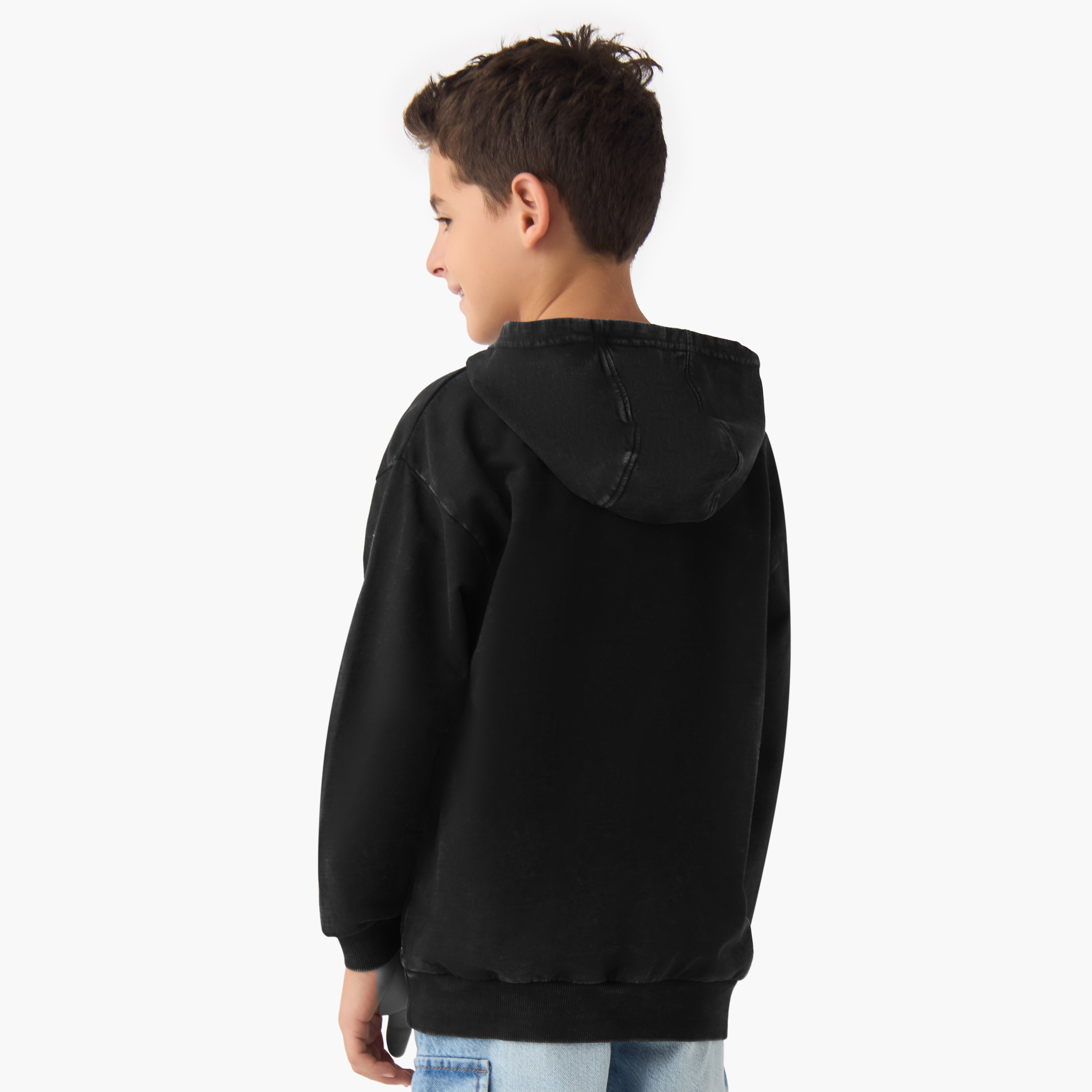 Juniors Printed Hooded Sweatshirt with Long Sleeves-boys-clothing-sweatshirts-image-3