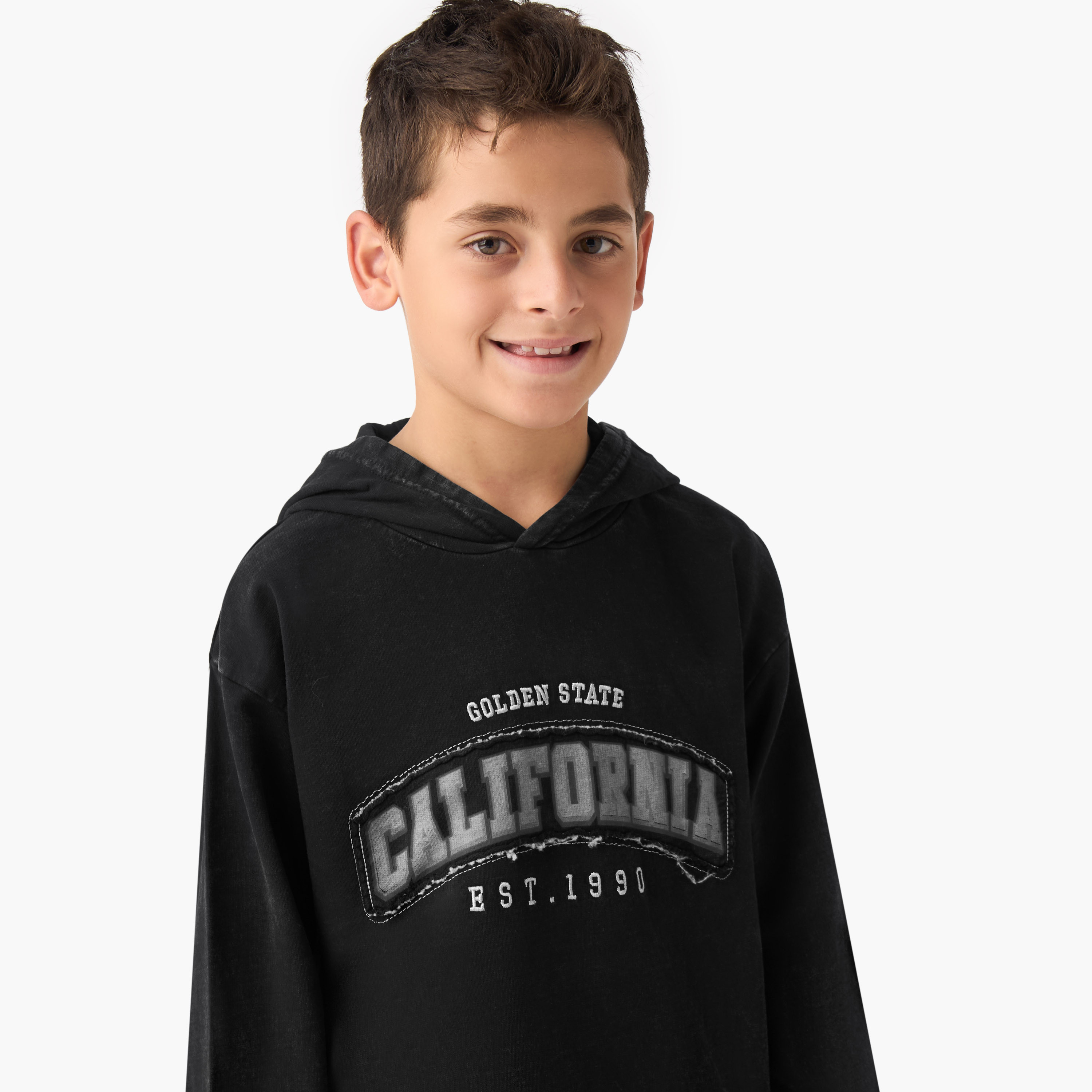 Juniors Printed Hooded Sweatshirt with Long Sleeves-boys-clothing-sweatshirts-image-4
