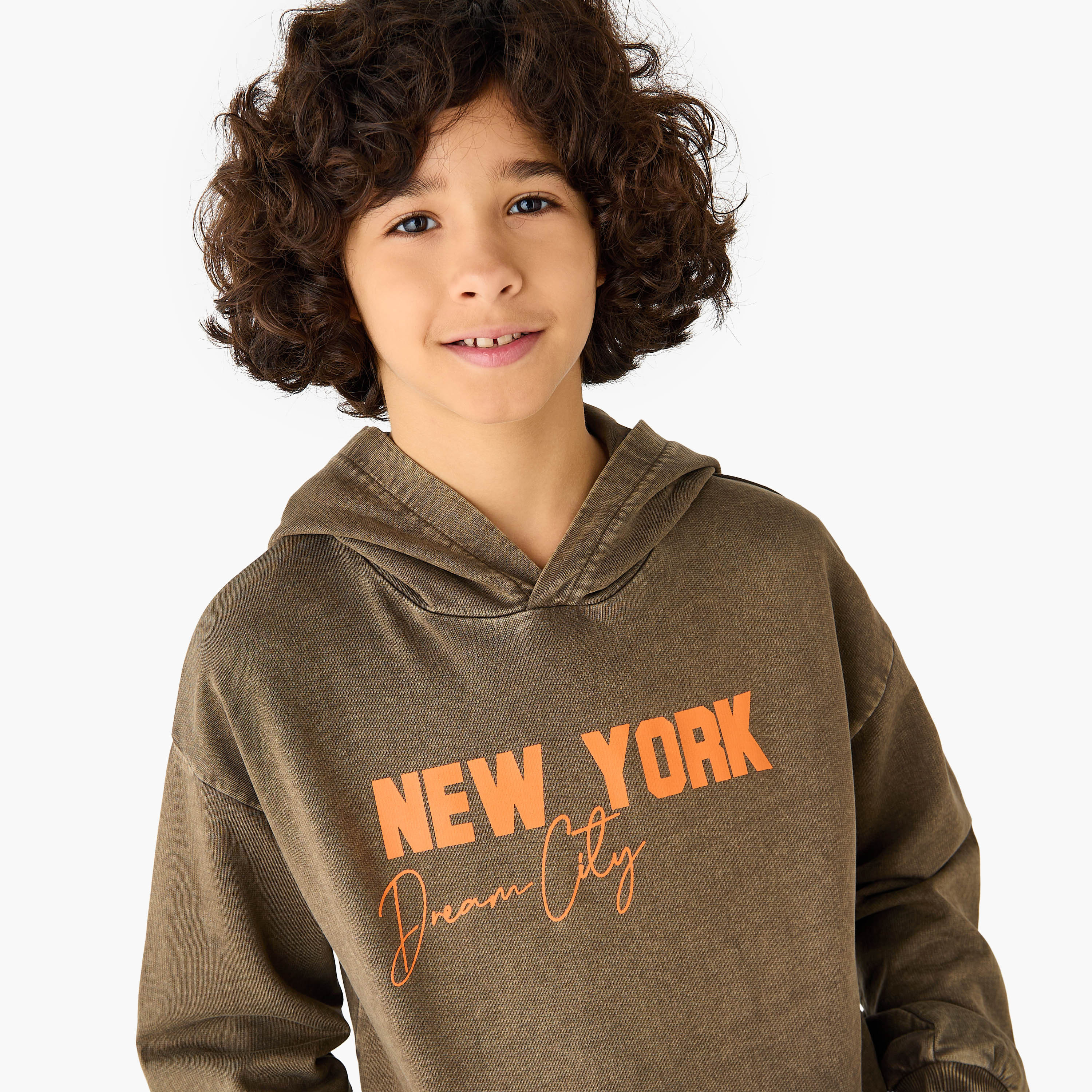 Juniors Graphic Print Hooded Sweatshirt with Long Sleeves and Kangaroo Pockets-boys-clothing-sweatshirts-image-4