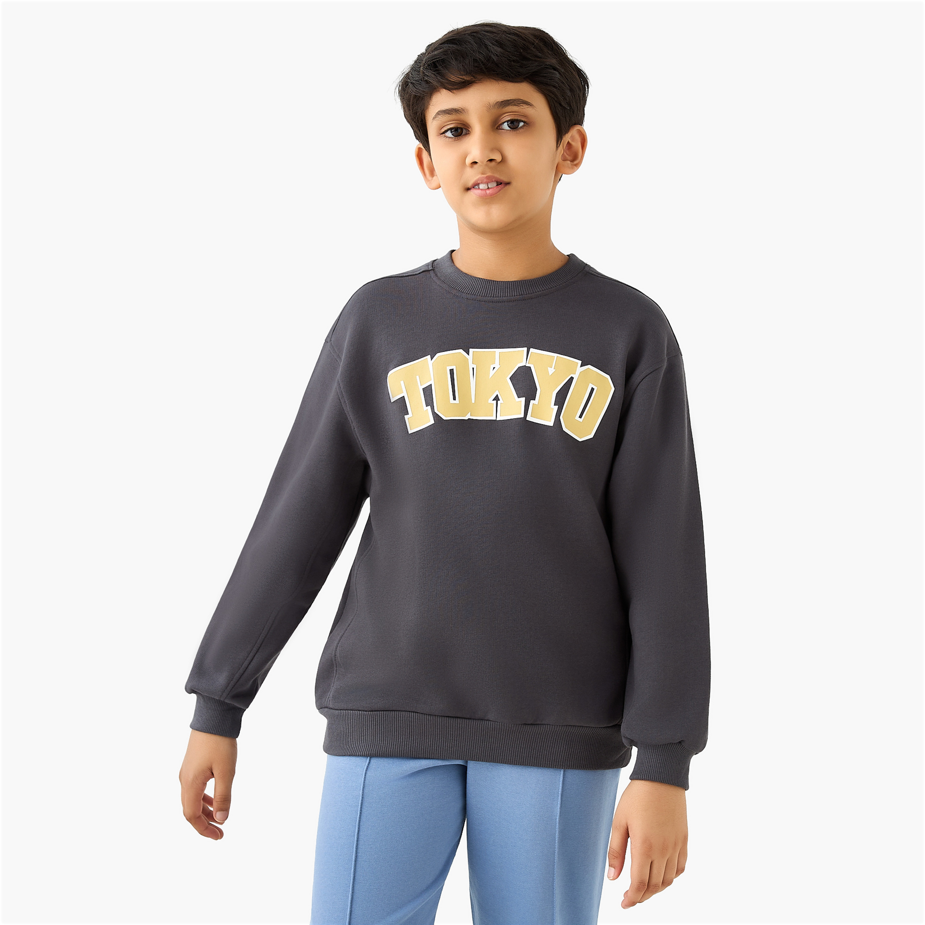 Juniors Tokyo Print Sweatshirt with Long Sleeves-boys-clothing-sweatshirts-image-1