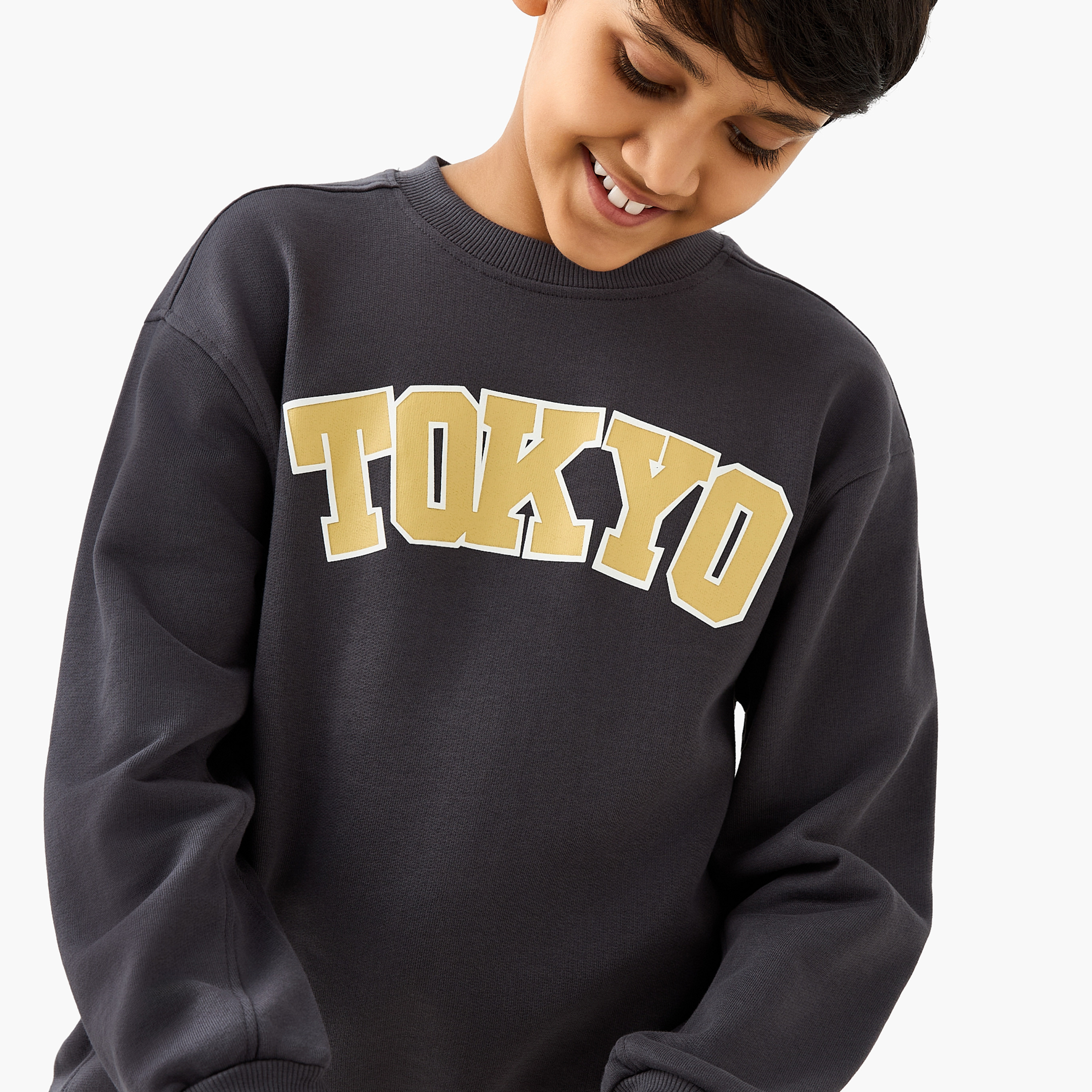 Juniors Tokyo Print Sweatshirt with Long Sleeves-boys-clothing-sweatshirts-image-4