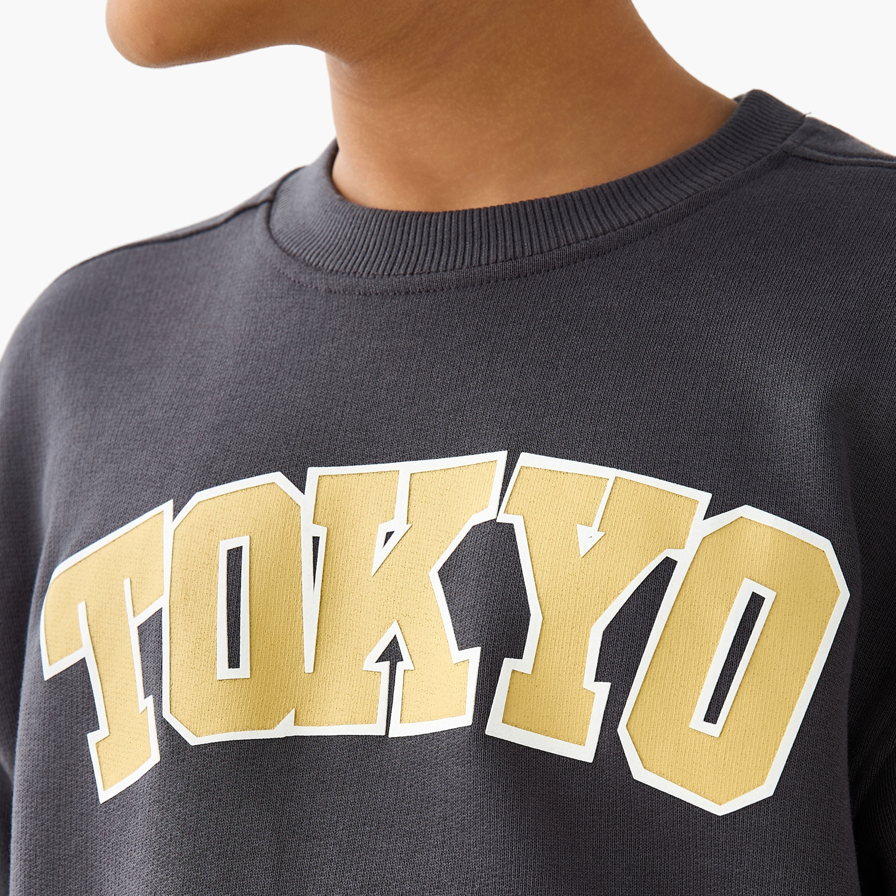 Juniors Tokyo Print Sweatshirt with Long Sleeves-boys-clothing-sweatshirts-image-5