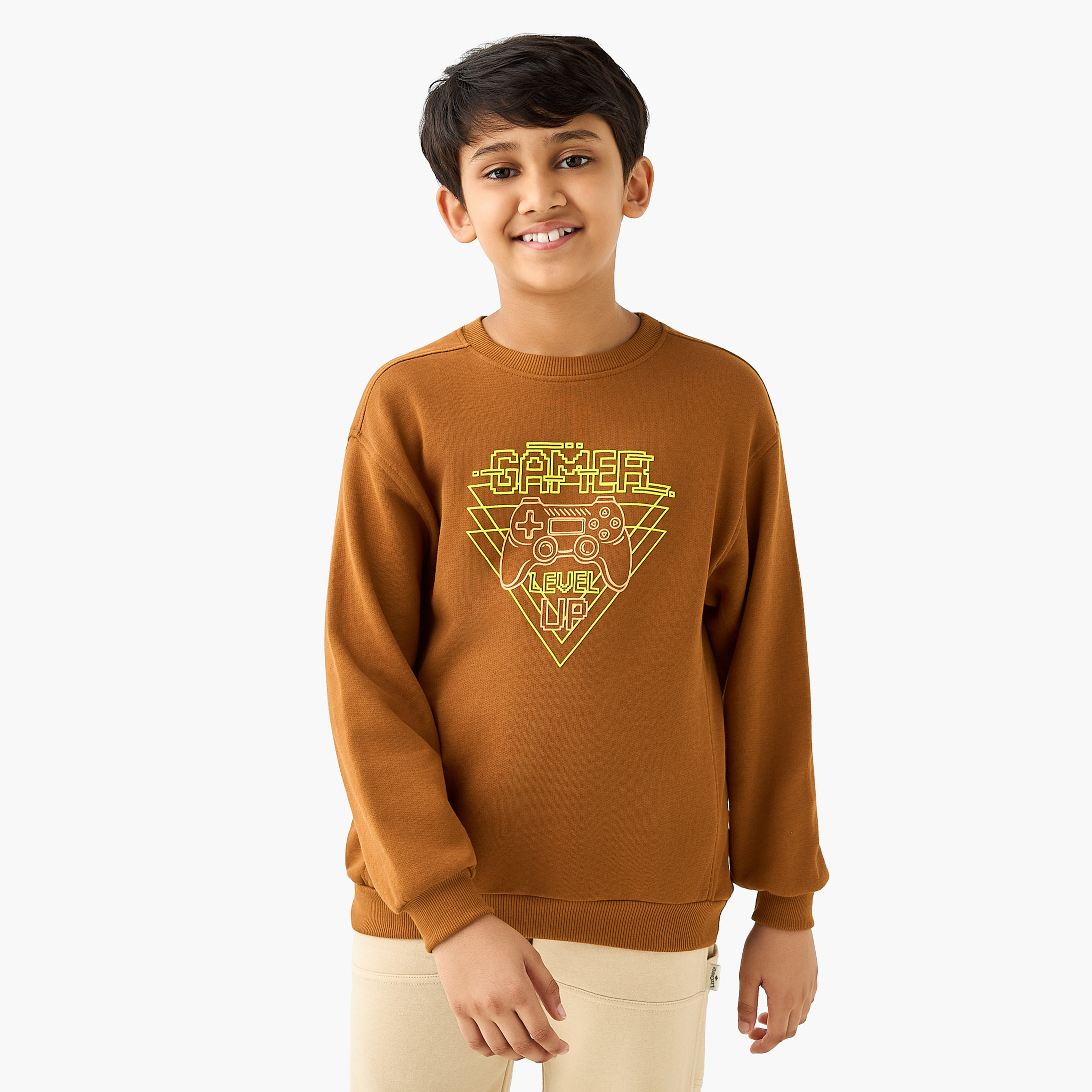Juniors Gamer Print Sweatshirt with Long Sleeves-boys-clothing-sweatshirts-image-1